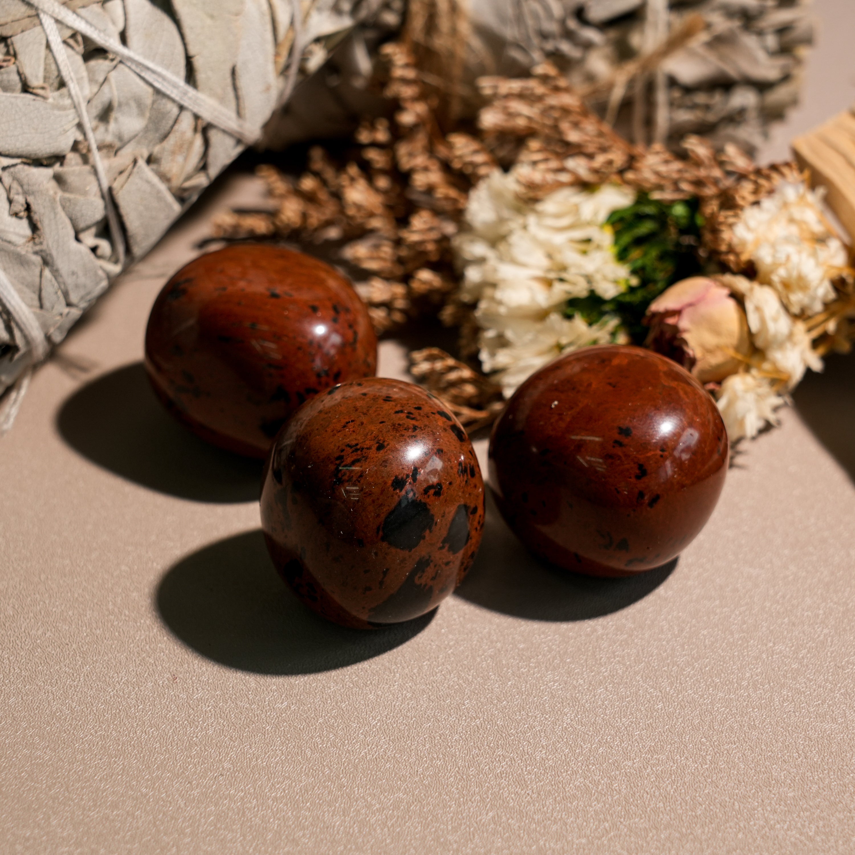 Red Obsidian Tumbled Stone Set-Helmsman Crystal