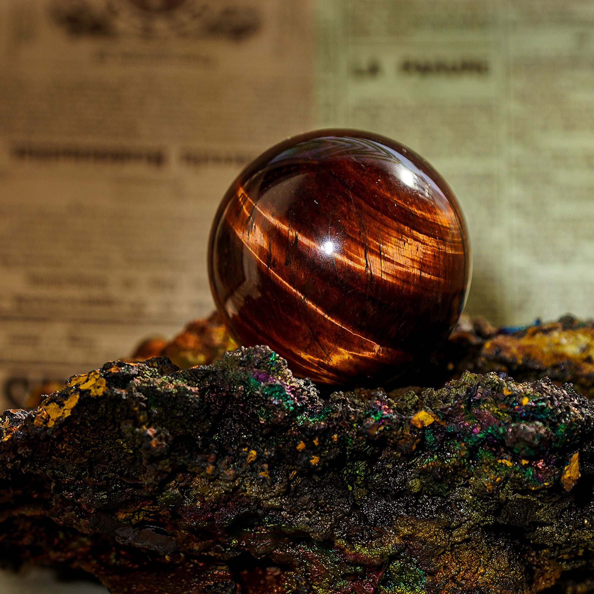 Red Tiger Eye Sphere - helmsman - crystal
