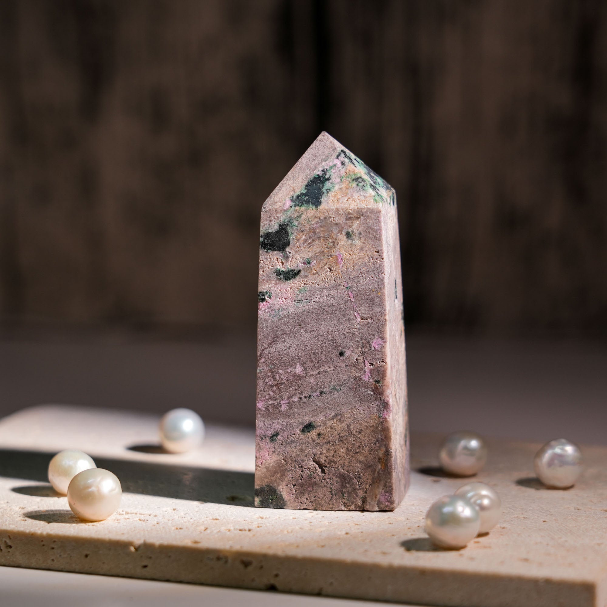 Rhodonite Tower - helmsman - crystal