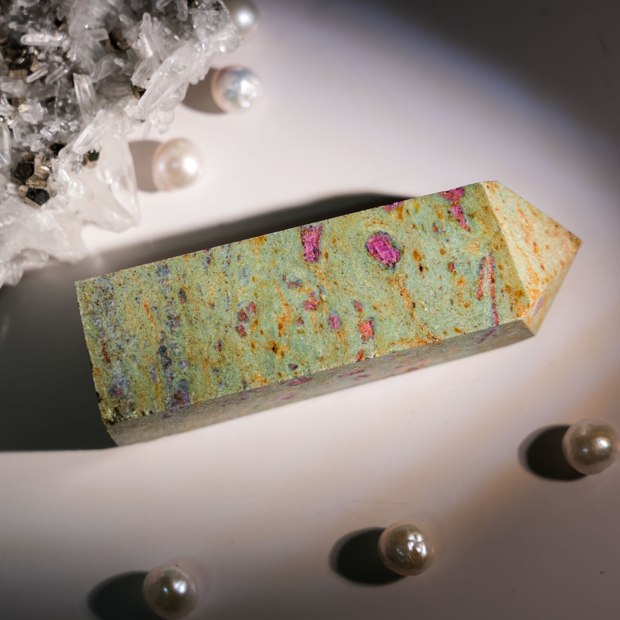 Ruby Fuchsite Tower - helmsman - crystal