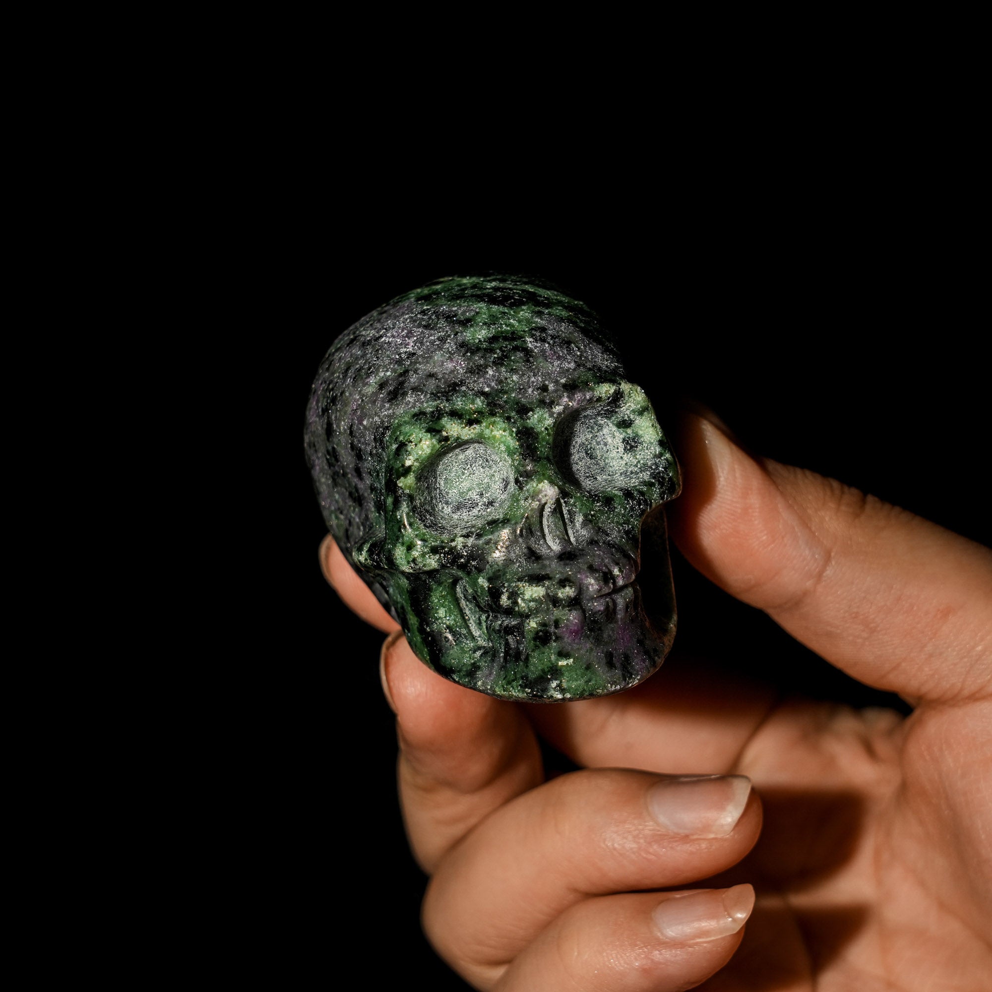 Ruby in Zoisite Skull - helmsman - crystal