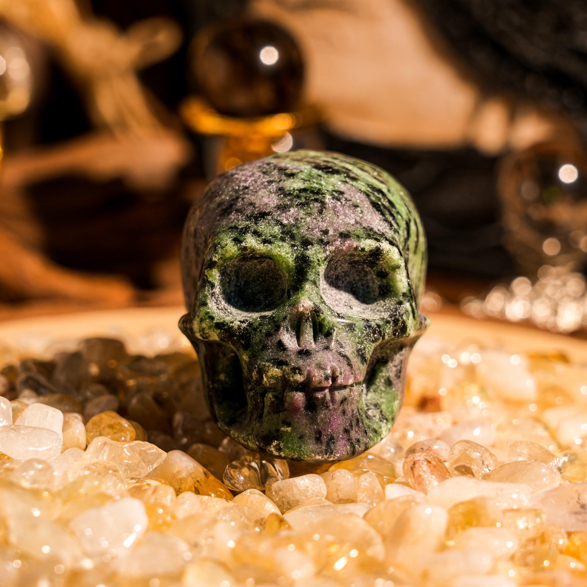 Ruby in Zoisite Skull - helmsman - crystal