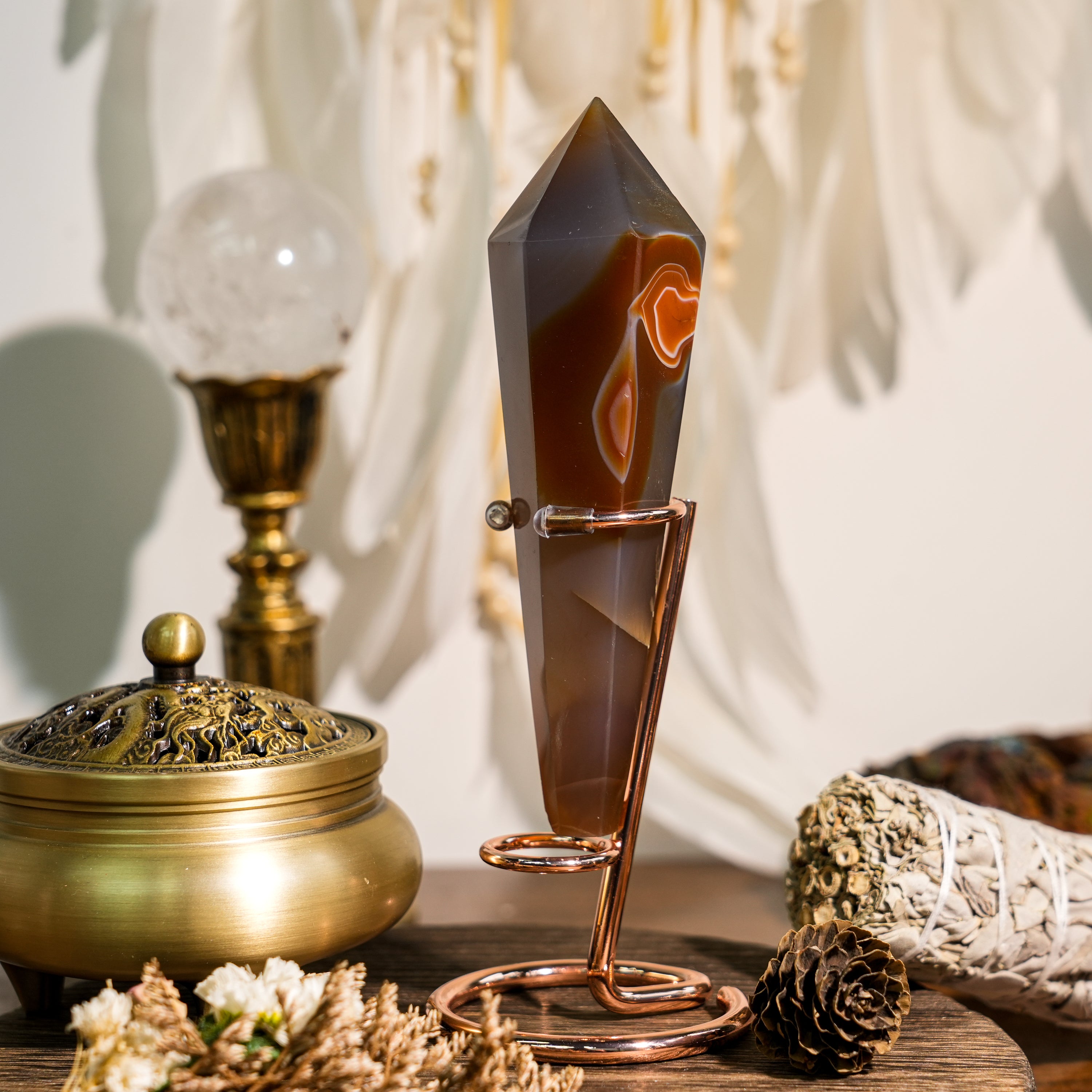 Sardonyx Wand Ornament-Helmsman Crystal