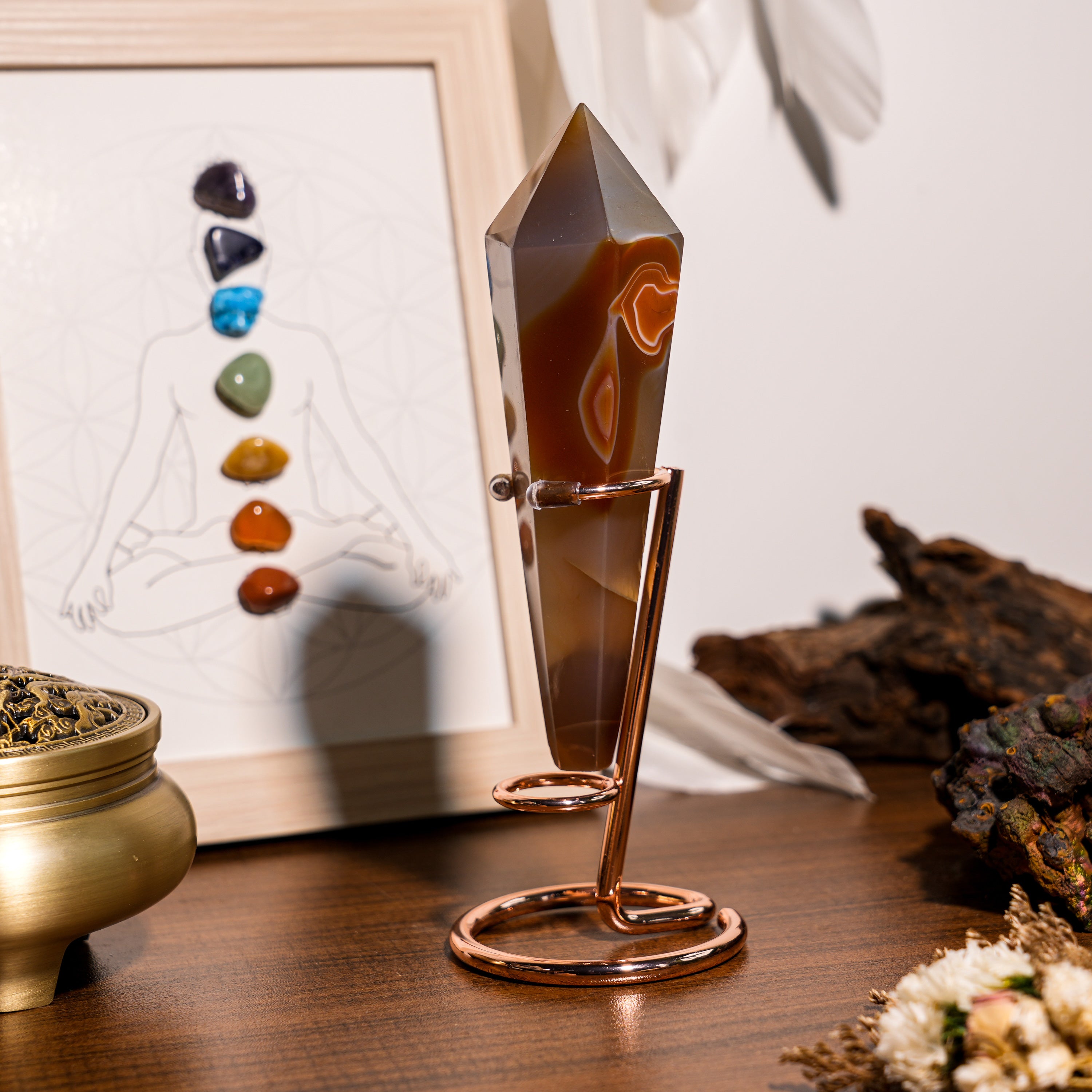 Sardonyx Wand Ornament-Helmsman Crystal