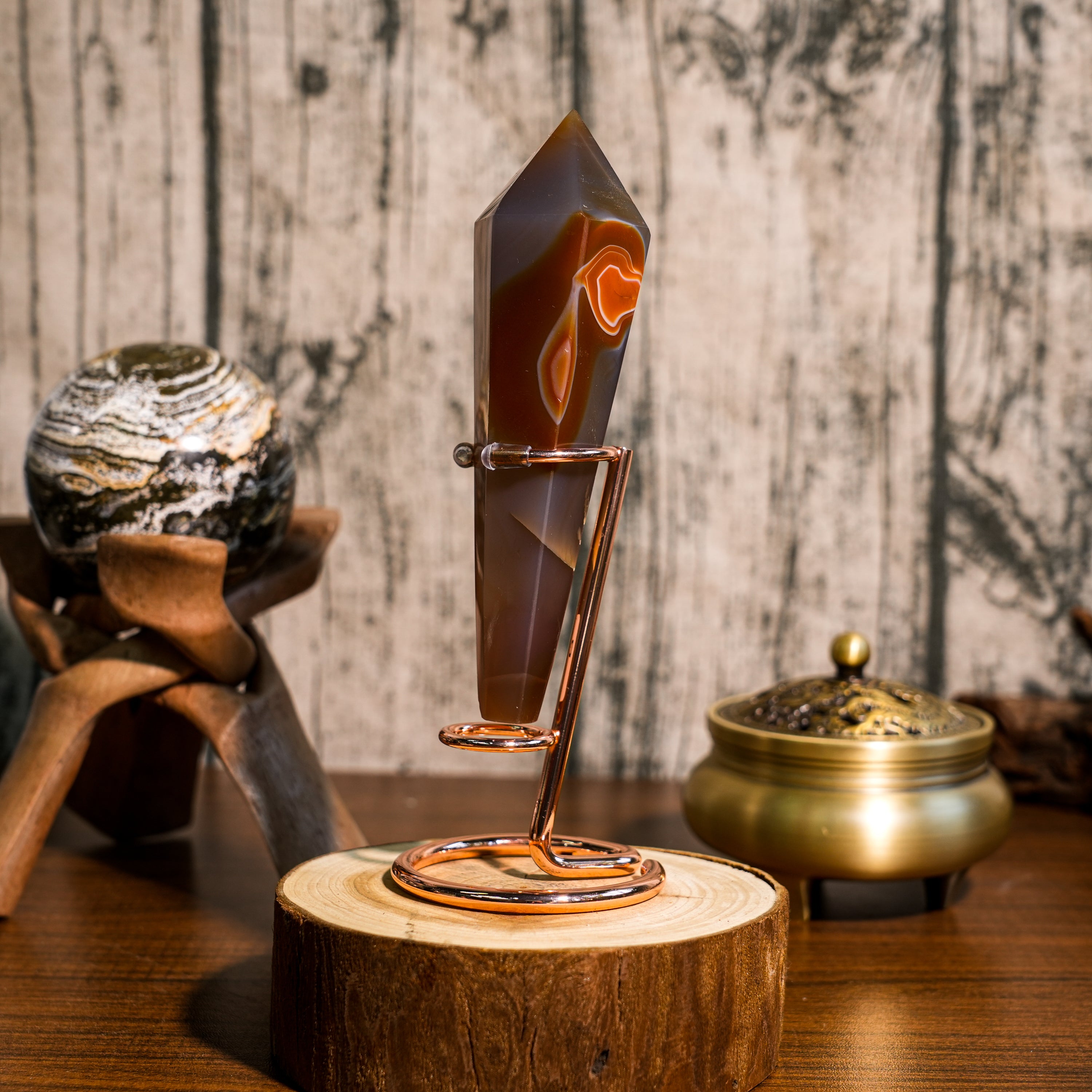 Sardonyx Wand Ornament-Helmsman Crystal