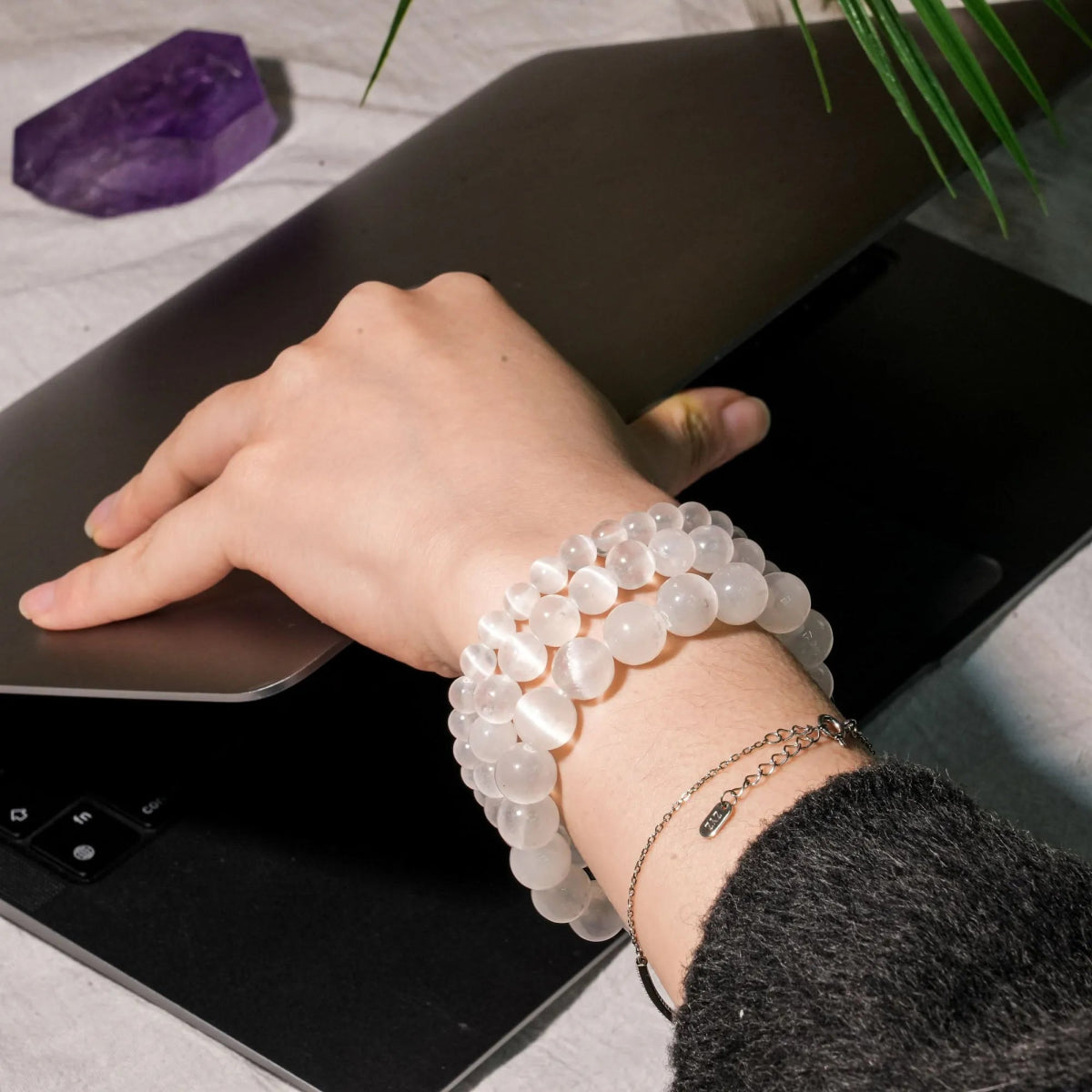 Selenite Crystal Bracelet - helmsman - crystal