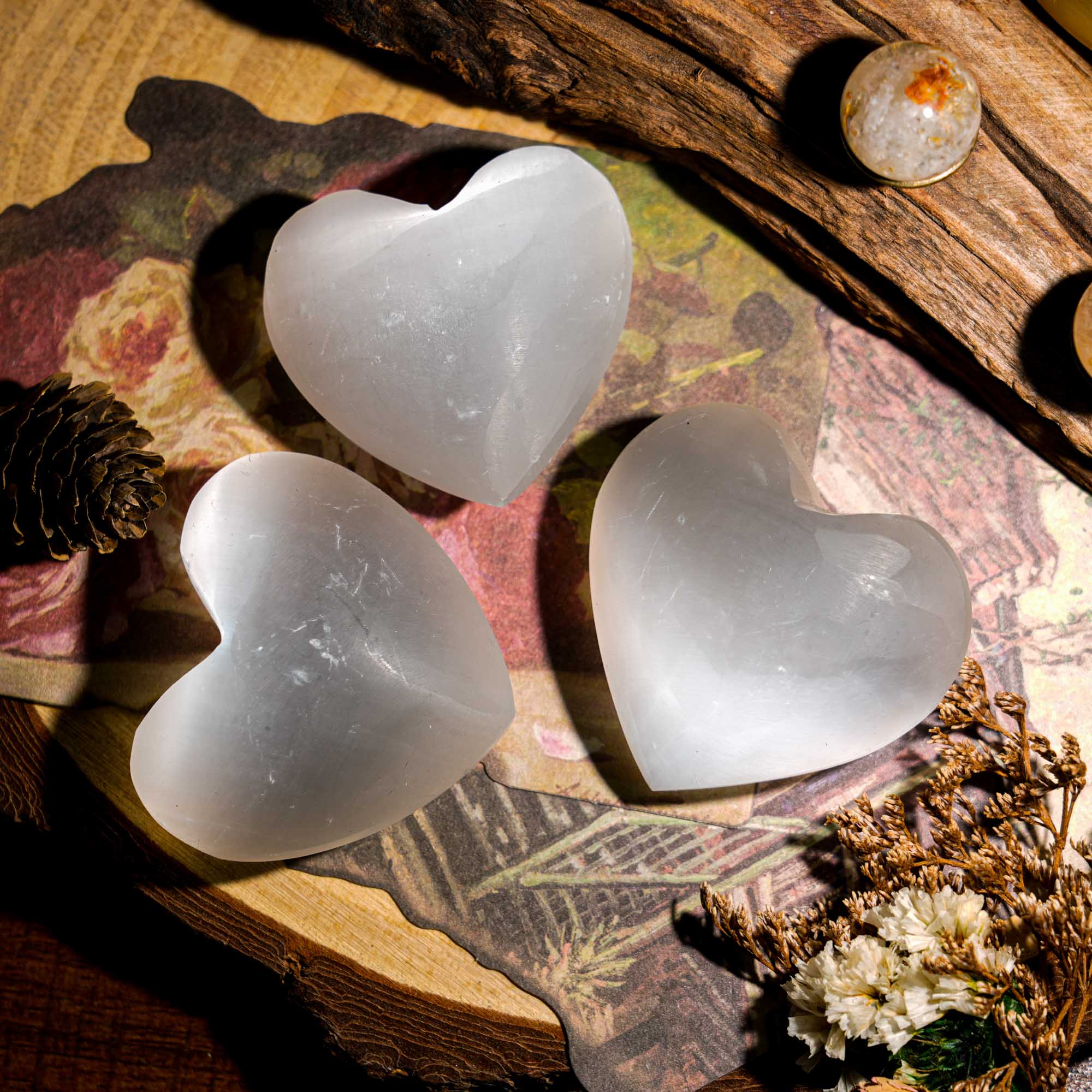 Selenite Crystal Heart - helmsman - crystal