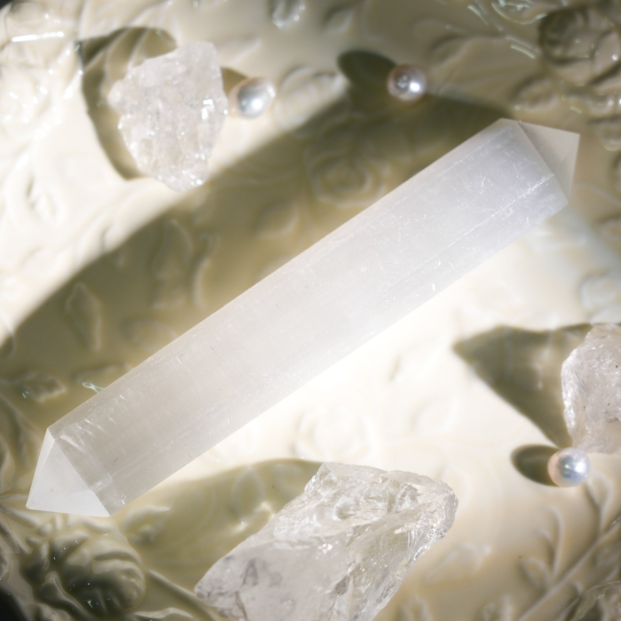 Selenite Double Terminated Wand - helmsman - crystal