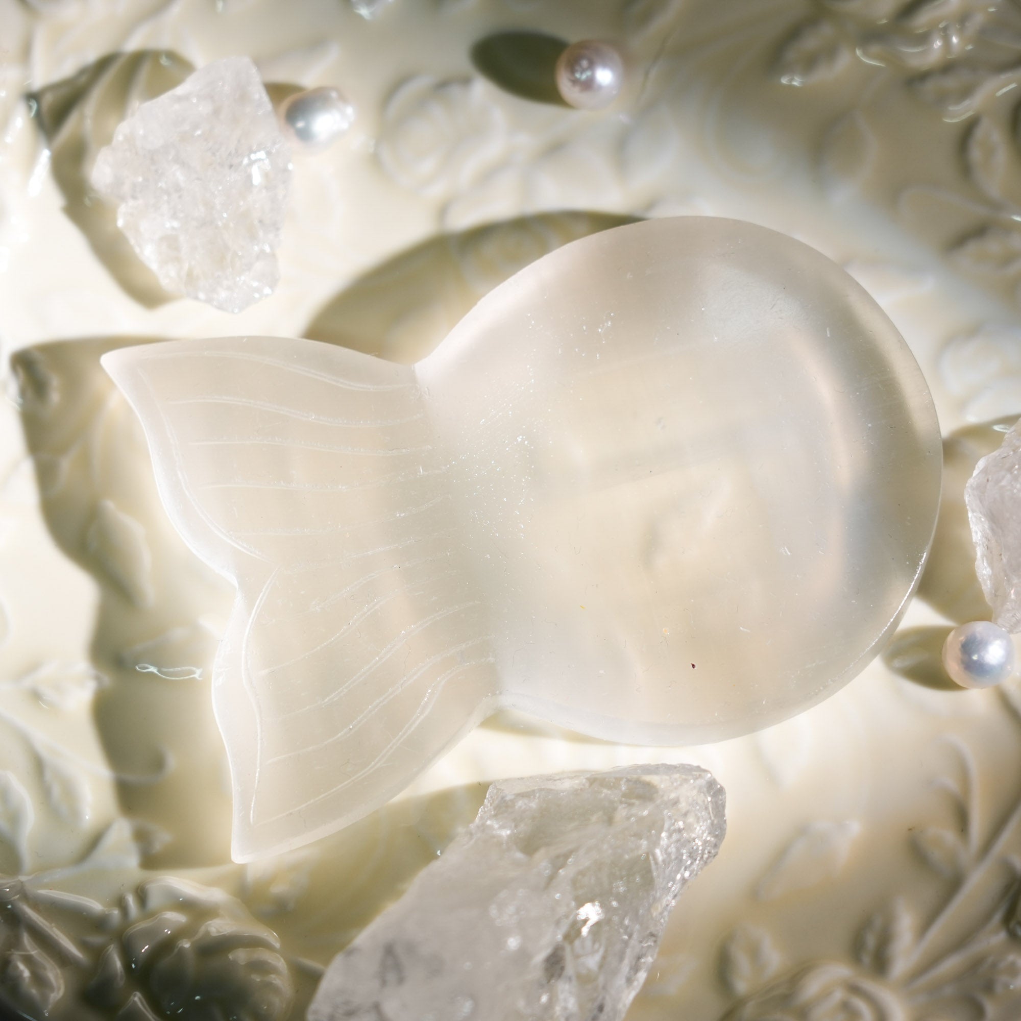 Selenite Fish Shape Charging Bowl - helmsman - crystal