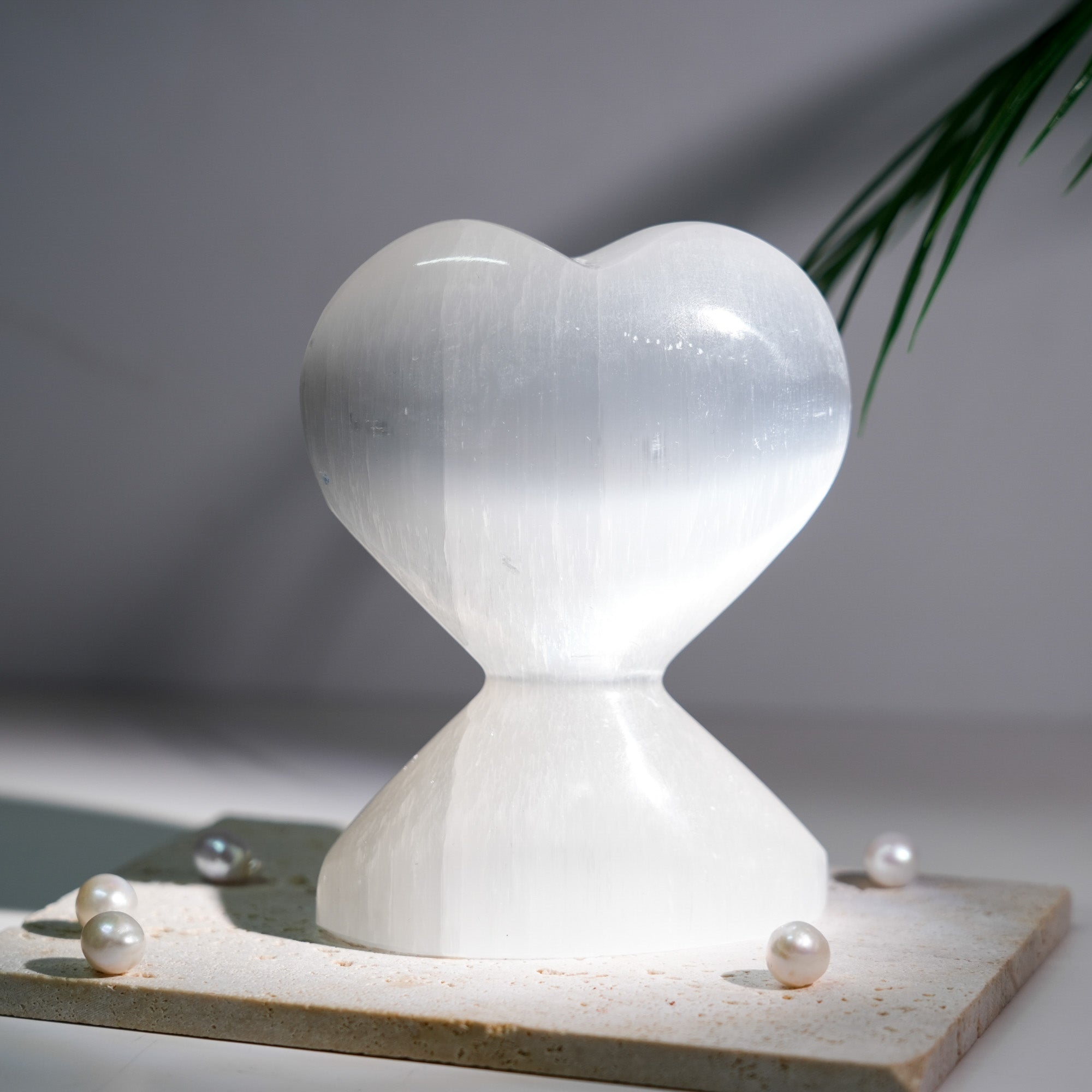 Selenite Heart Ornamnet - helmsman - crystal