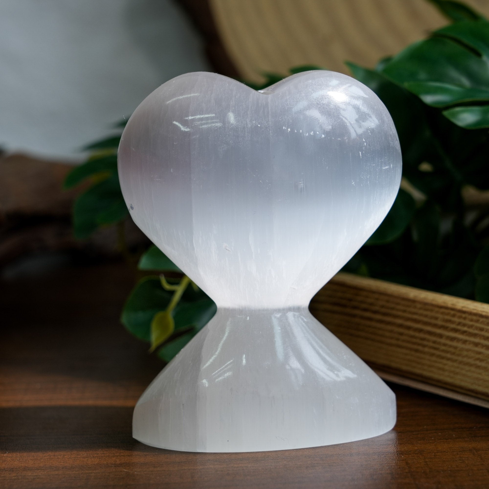 Selenite Heart Ornamnet - helmsman - crystal