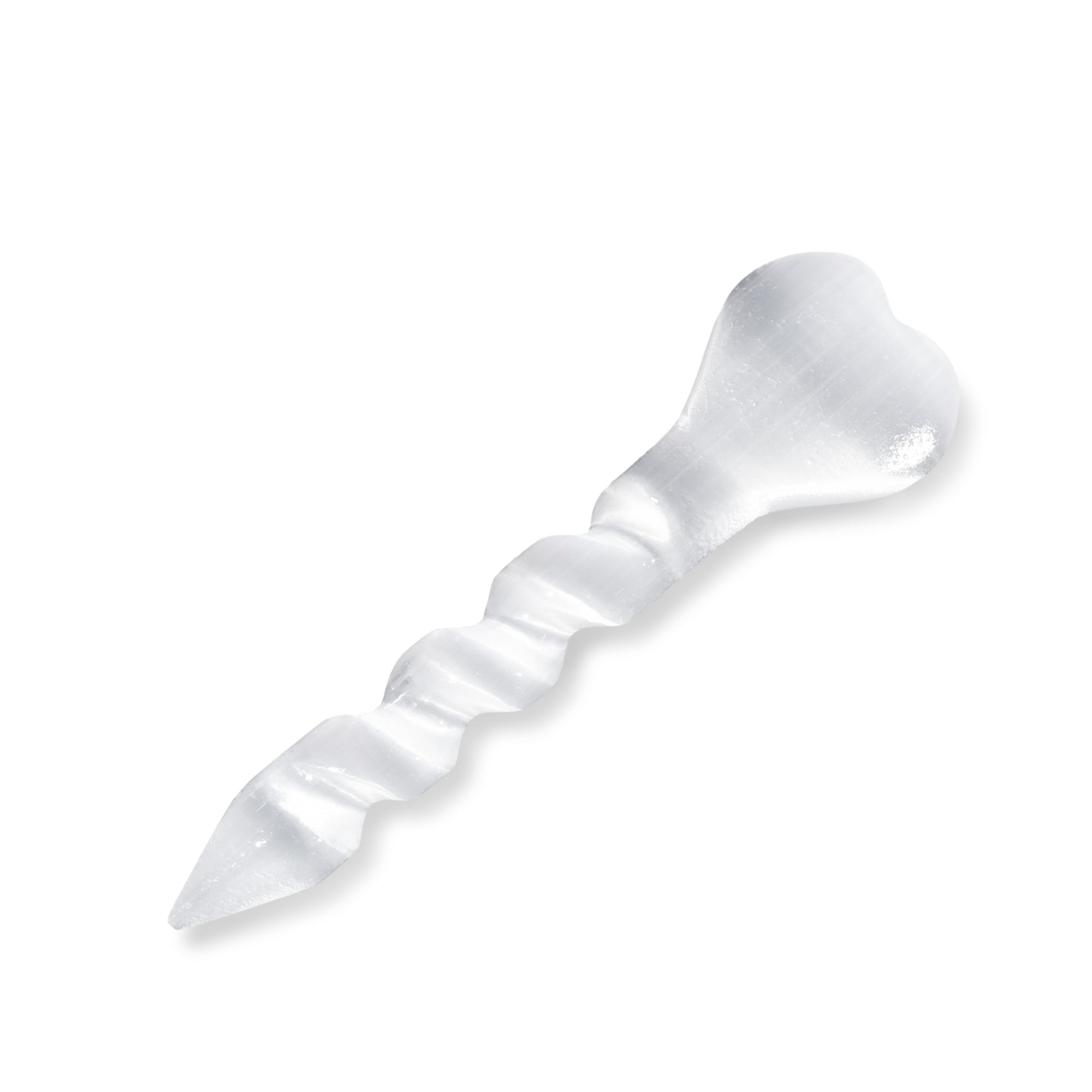 Selenite Heart Spiral Wand - helmsman - crystal