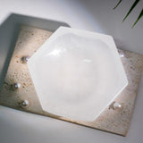 Selenite Hexagonal Charging Bowl - helmsman - crystal