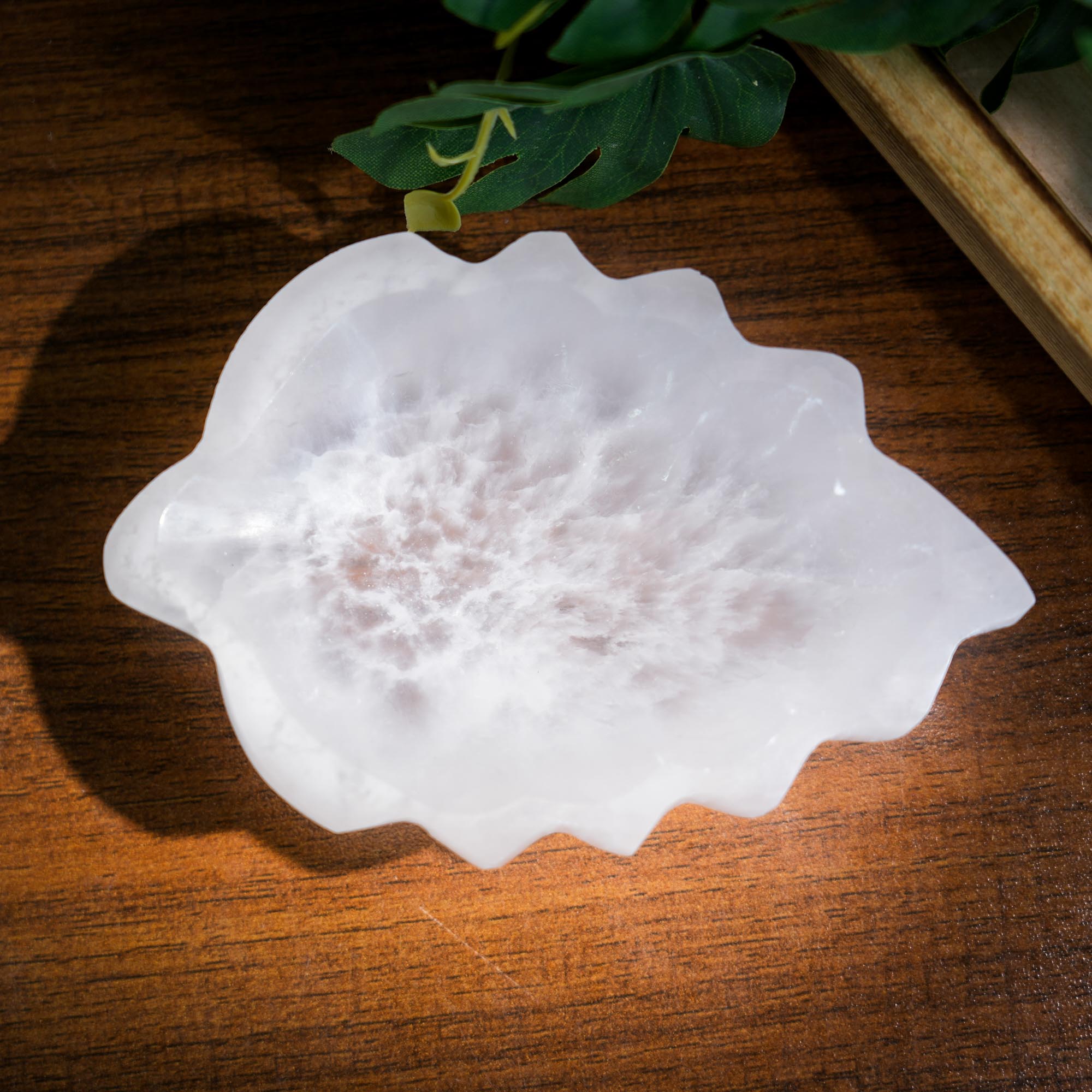 Selenite Leaves Charging Bowl - helmsman - crystal