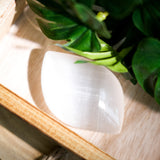 Selenite Leaves Palmstone - helmsman - crystal