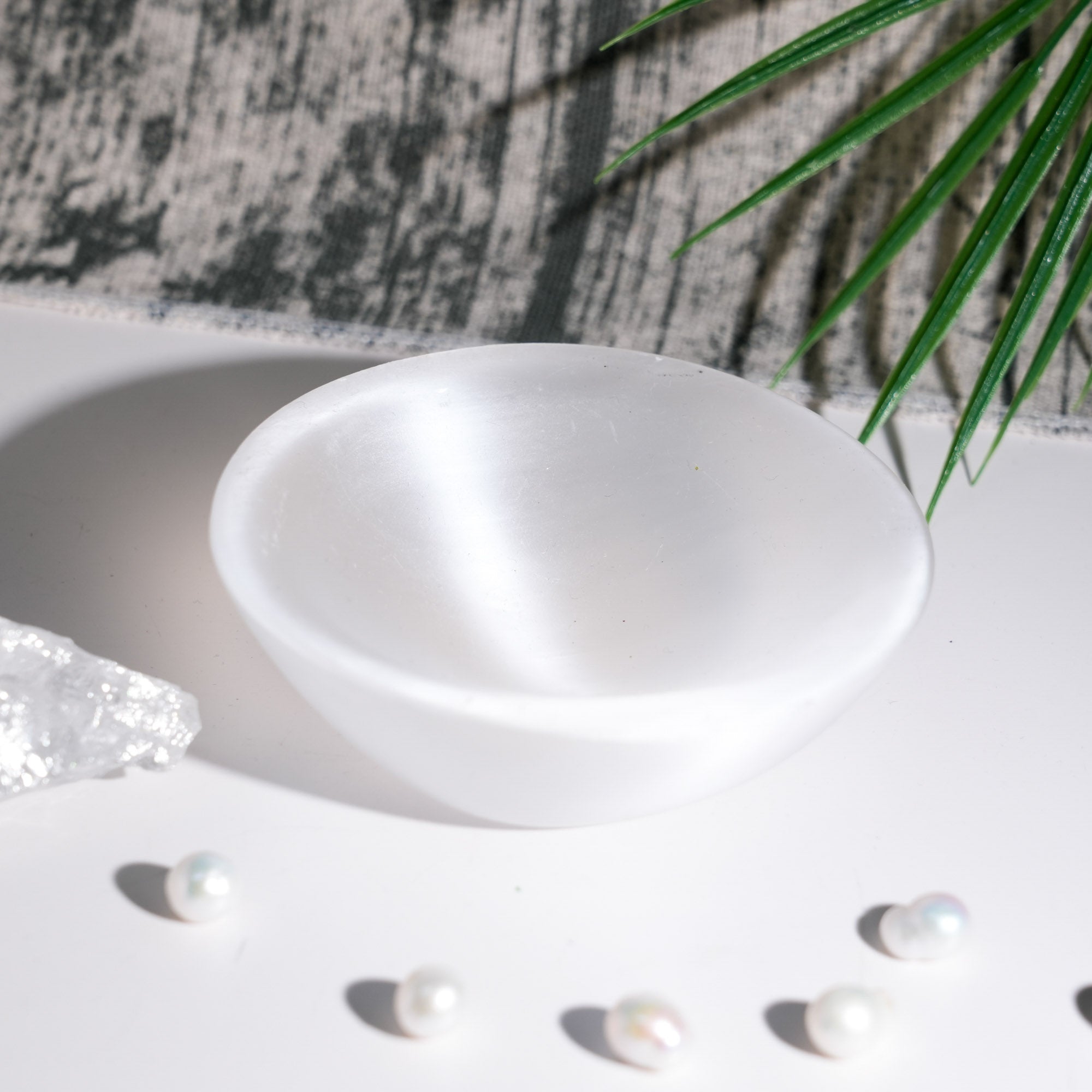 Selenite Round Charging Bowl - helmsman - crystal