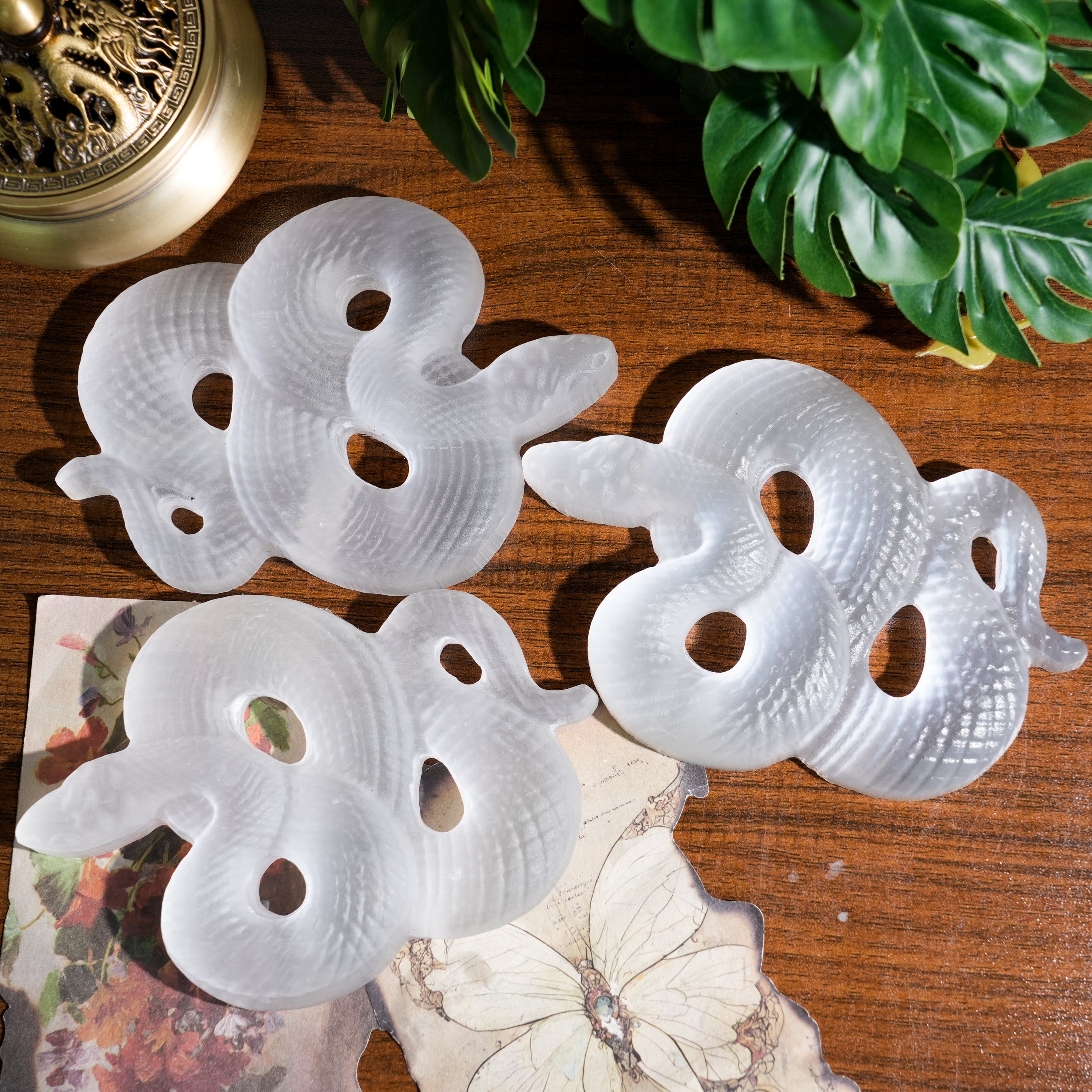 Selenite Snake Carving - Helmsman Crystal - Healing Crystal