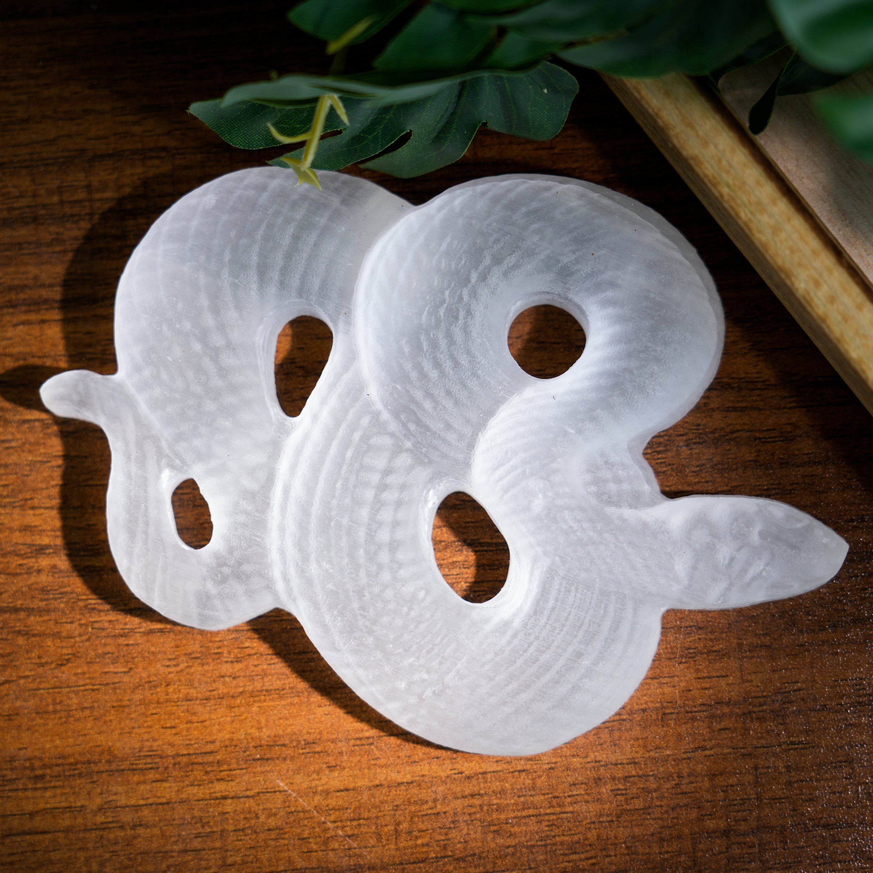 Selenite Snake Carving - Helmsman Crystal - Healing Crystal