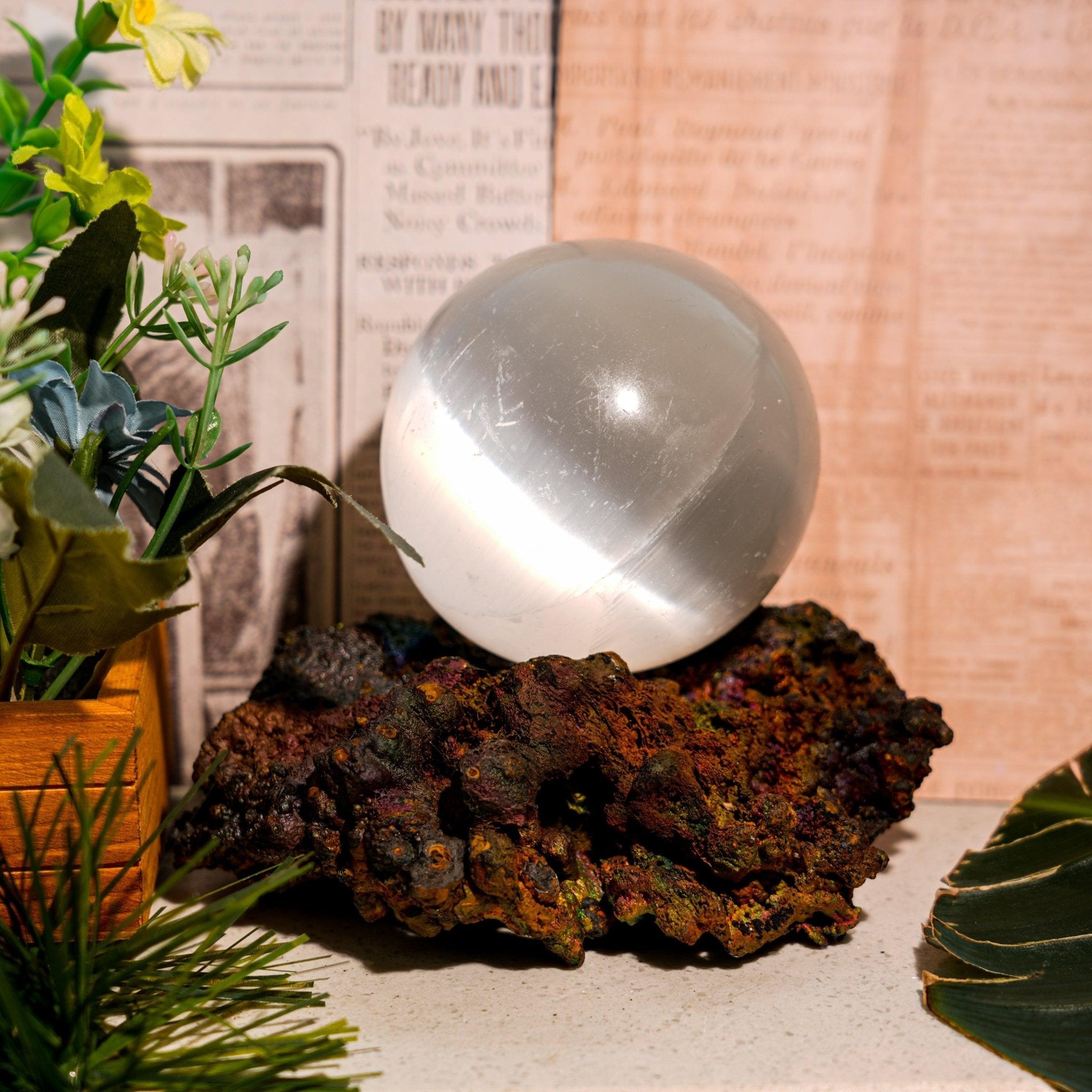 Selenite Sphere - helmsman - crystal