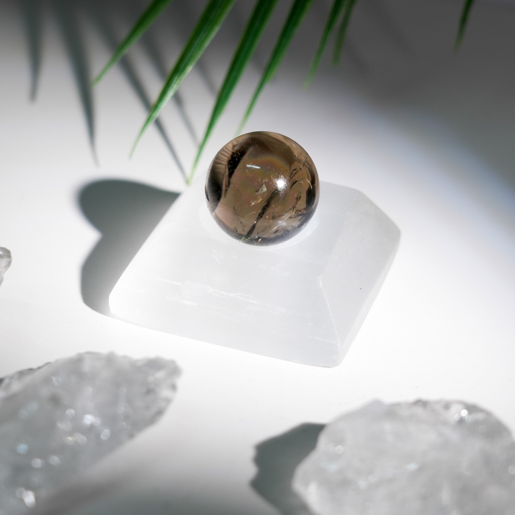 Selenite Sphere Holder - helmsman - crystal