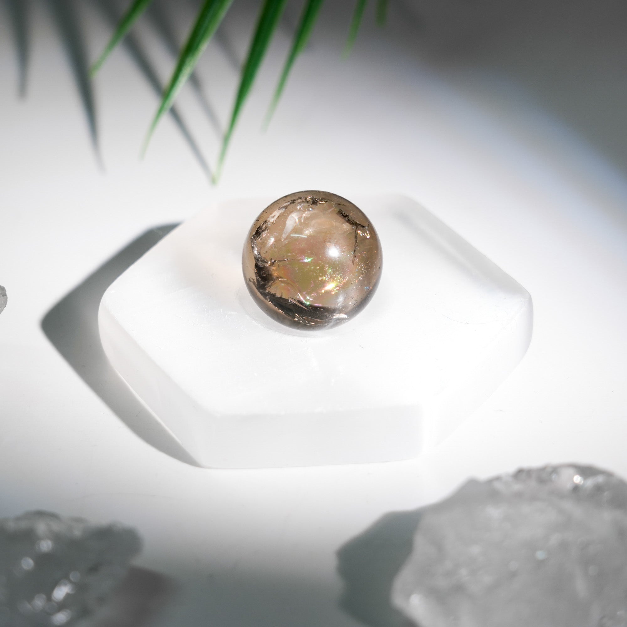 Selenite Sphere Holder - helmsman - crystal
