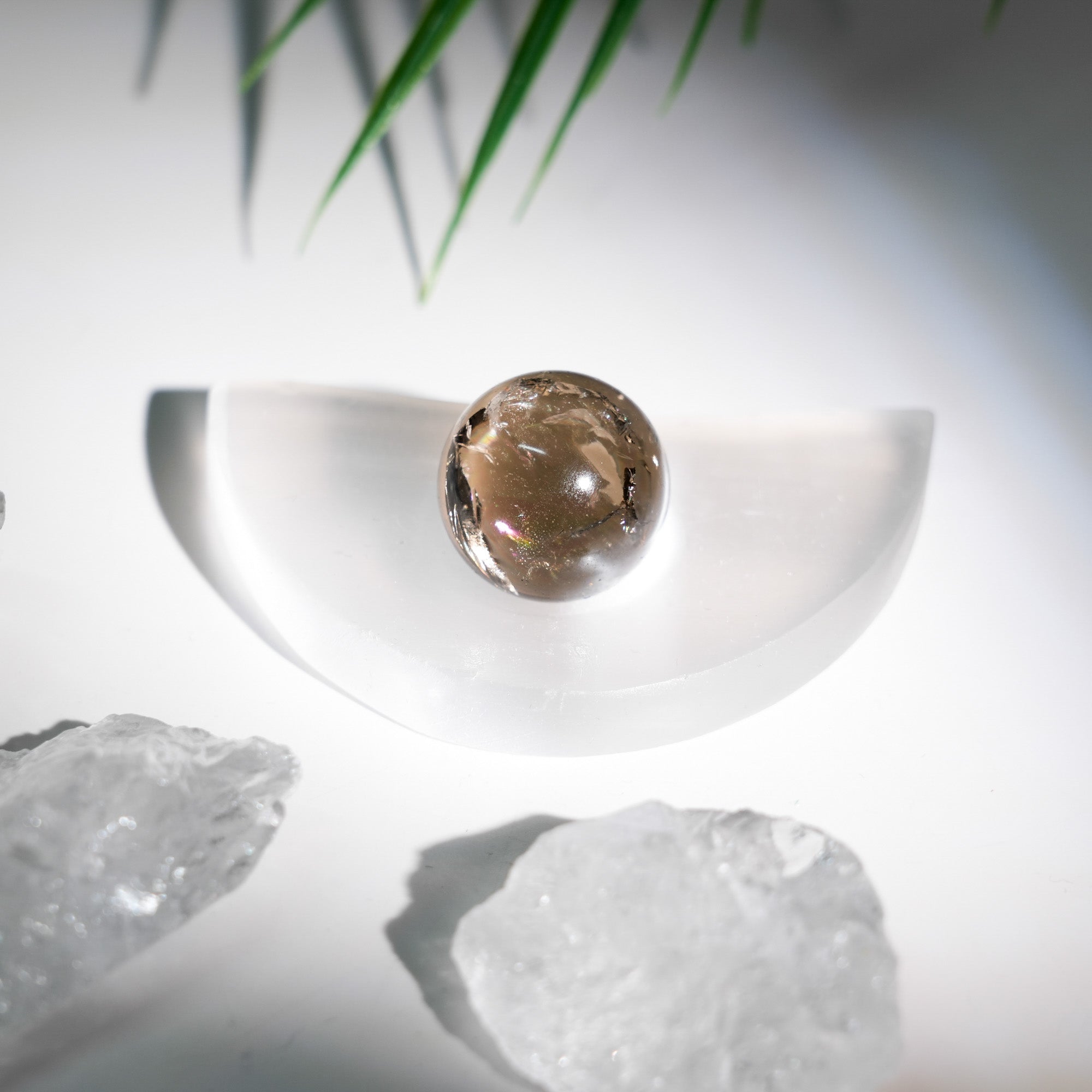Selenite Sphere Holder - helmsman - crystal