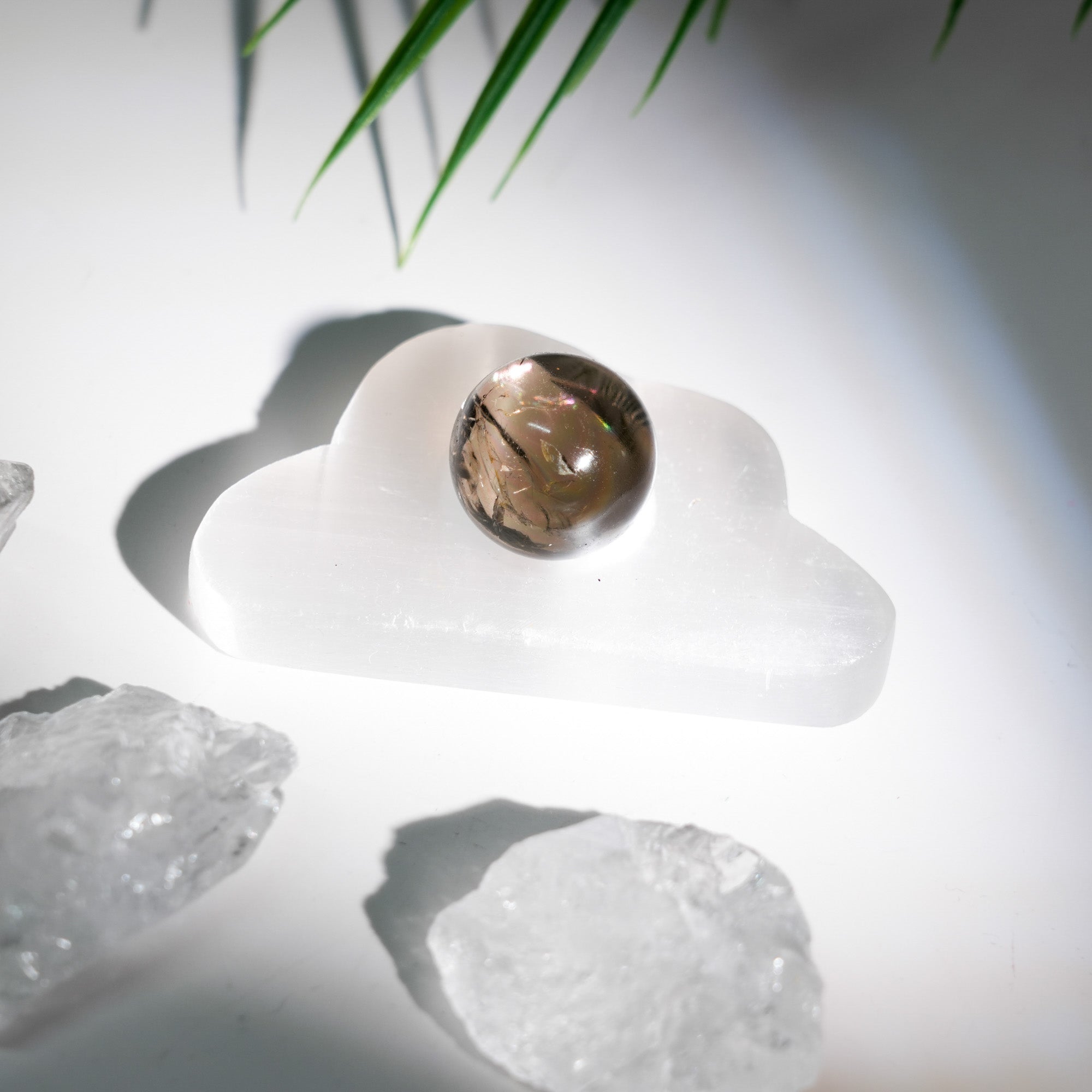 Selenite Sphere Holder - helmsman - crystal