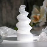 Selenite Spiral Tower - helmsman - crystal