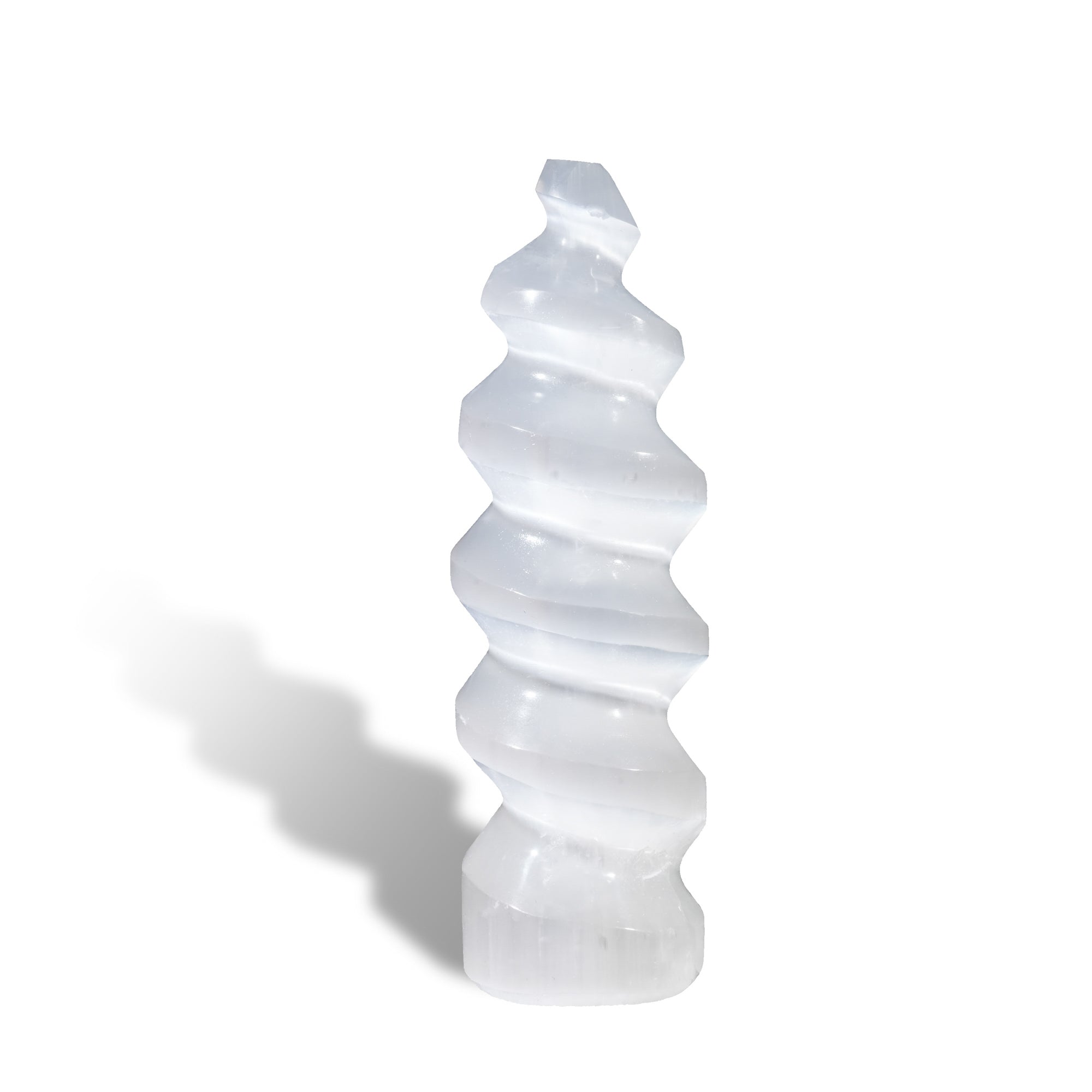 Selenite Spiral Tower - helmsman - crystal