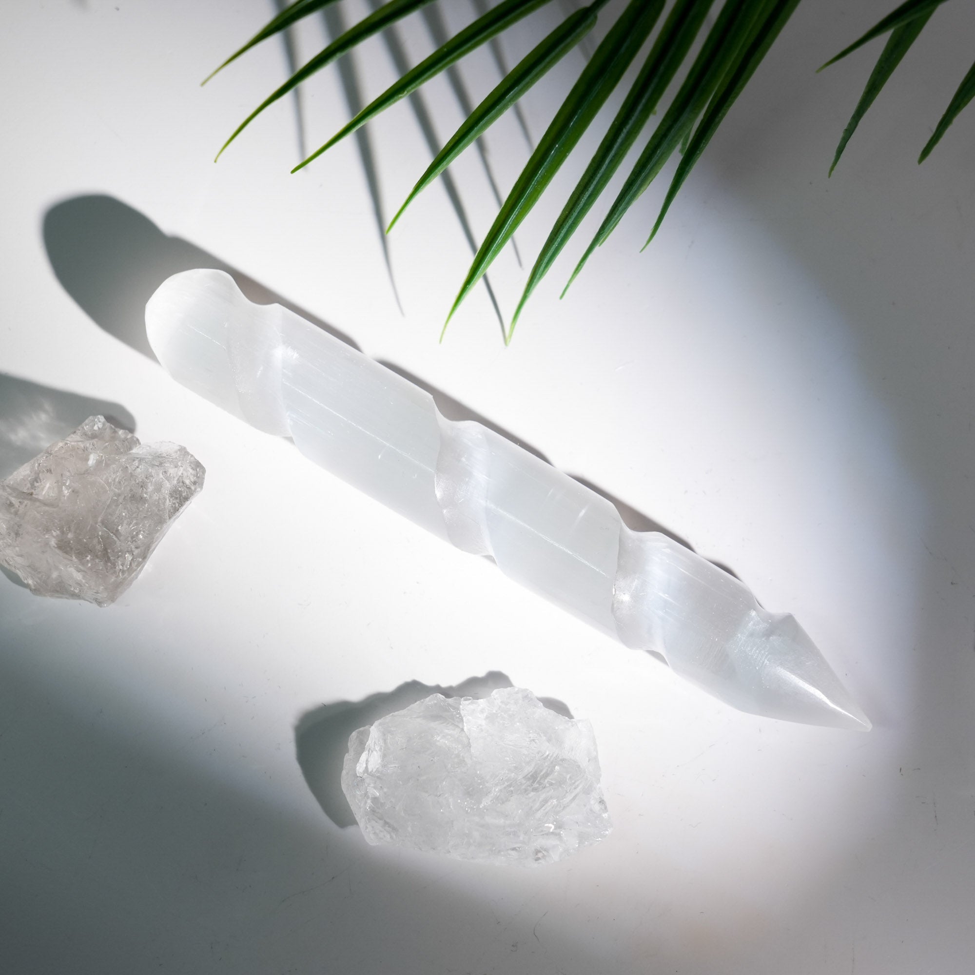 Selenite Spiral Wand - helmsman - crystal