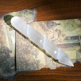Selenite Spiral Wand - helmsman - crystal