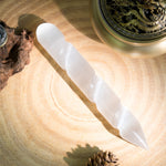 Selenite Spiral Wand - helmsman - crystal