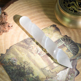 Selenite Spiral Wand - helmsman - crystal