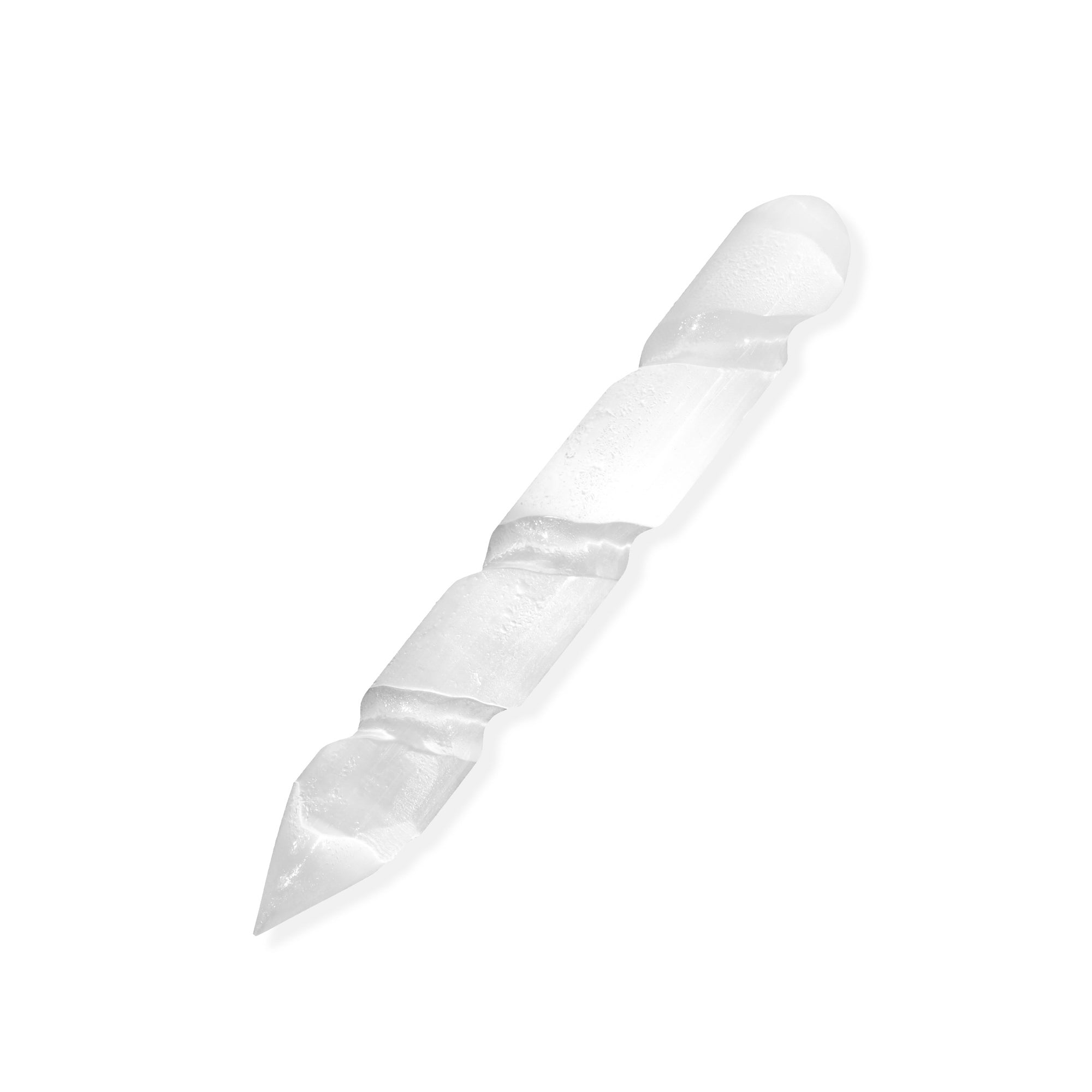 Selenite Spiral Wand - helmsman - crystal