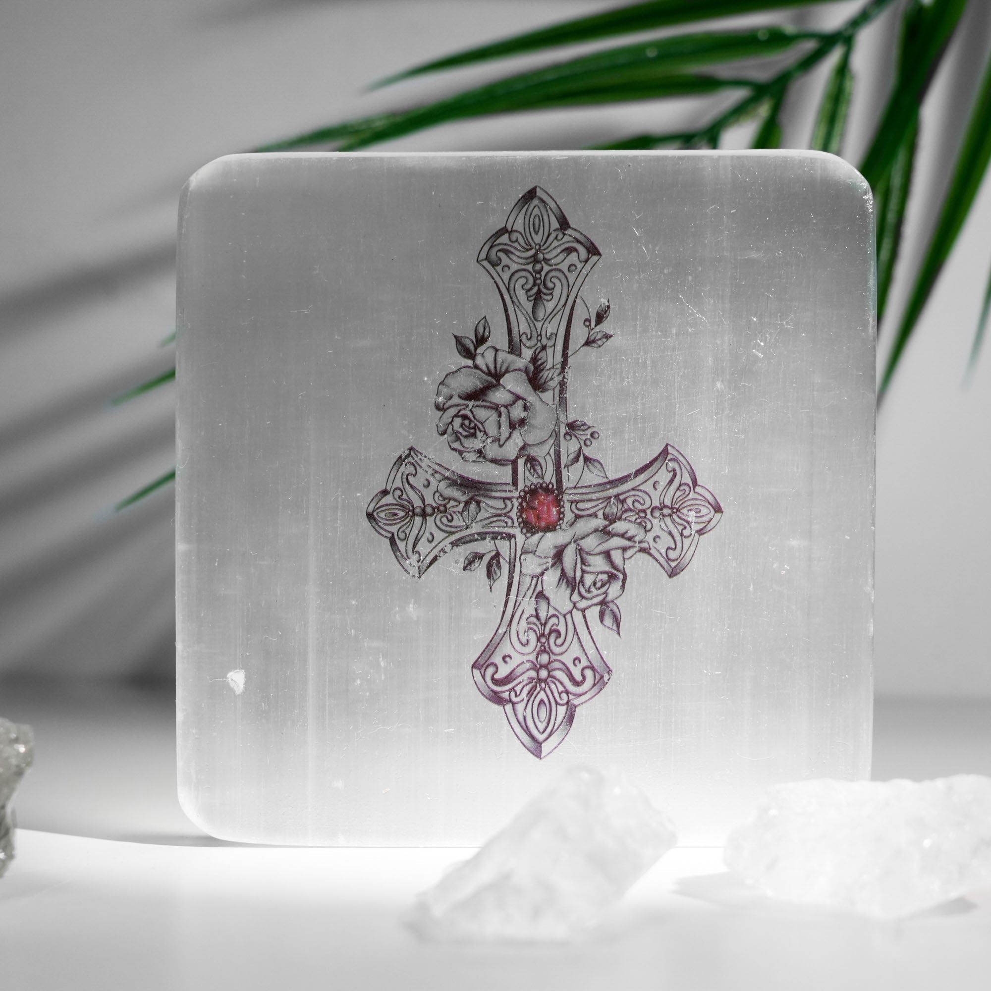 Selenite Square Charging Plate - helmsman - crystal