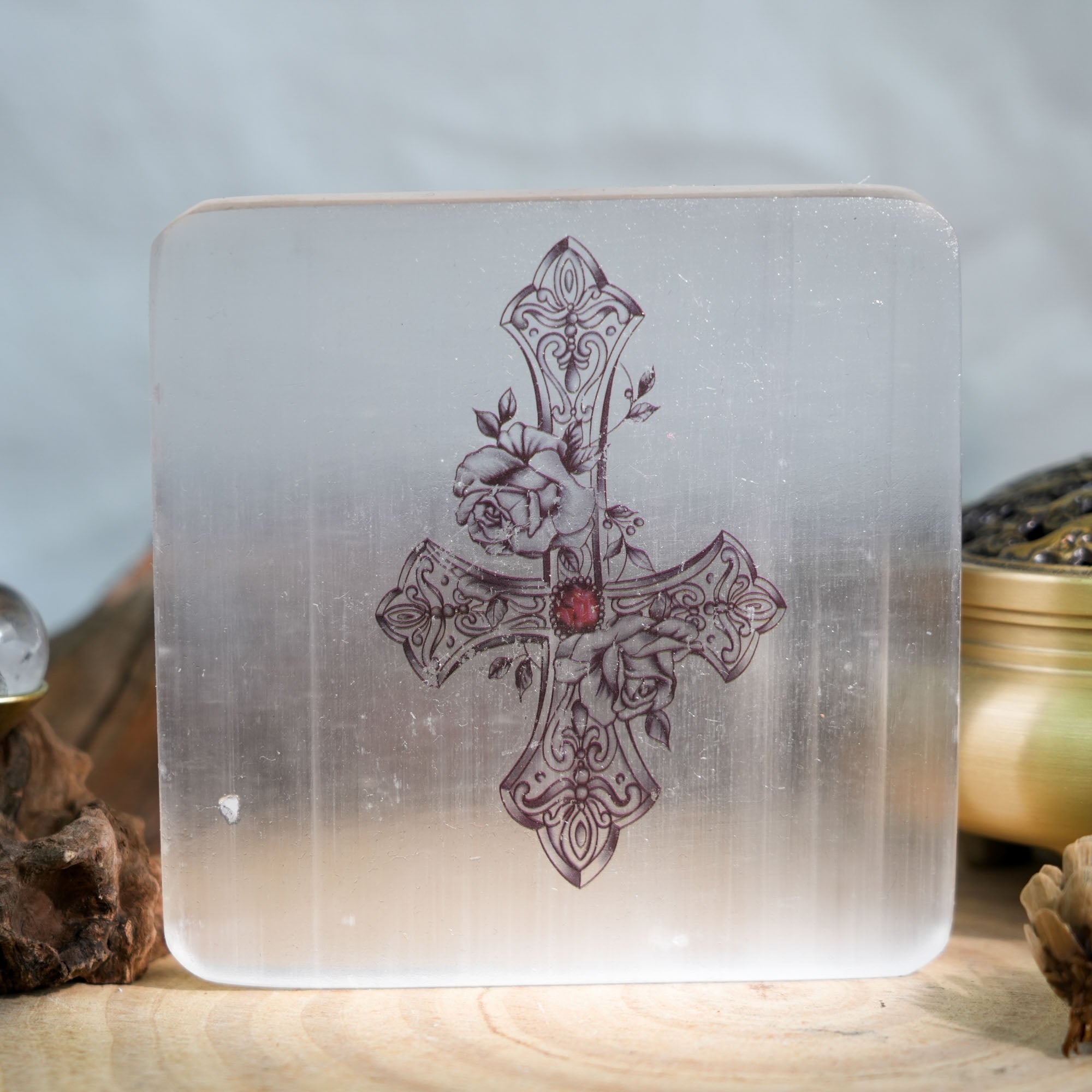 Selenite Square Charging Plate - helmsman - crystal