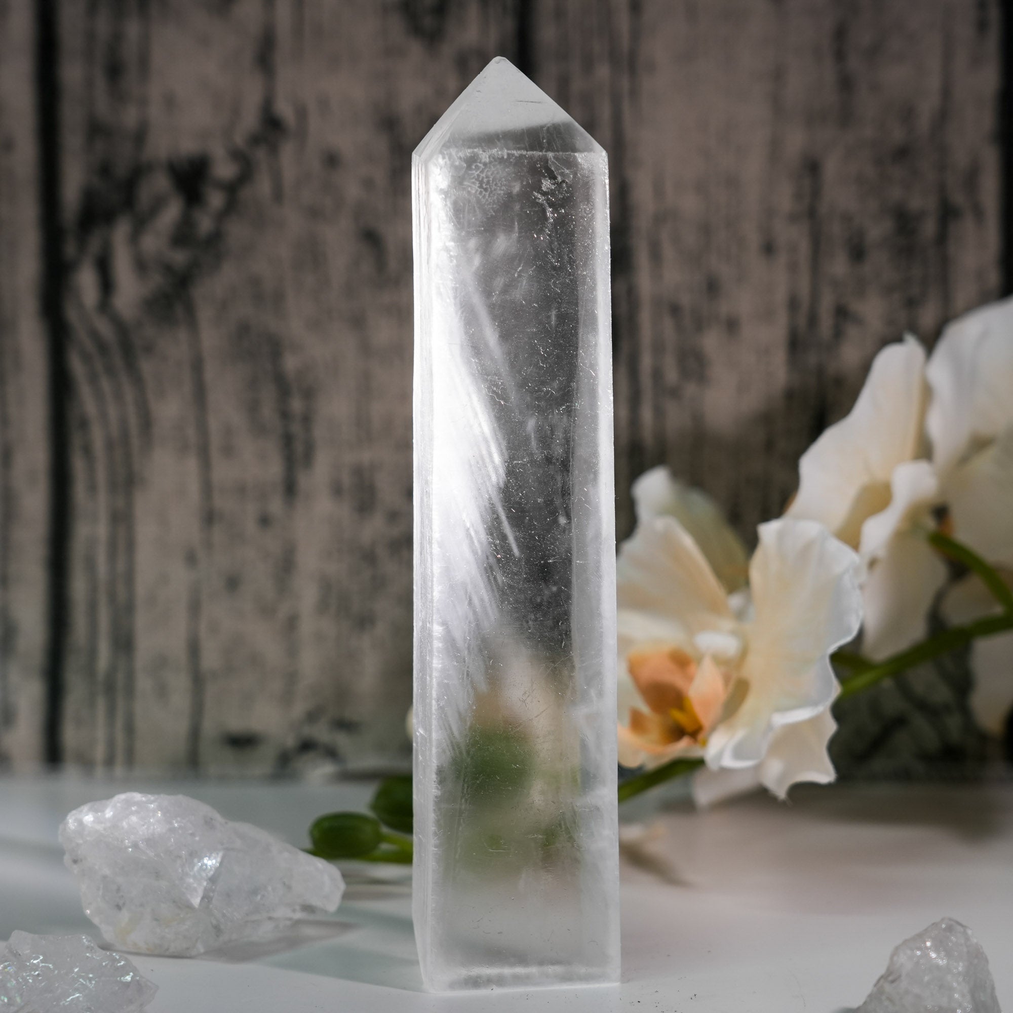 Selenite Tetrahedron Tower - helmsman - crystal