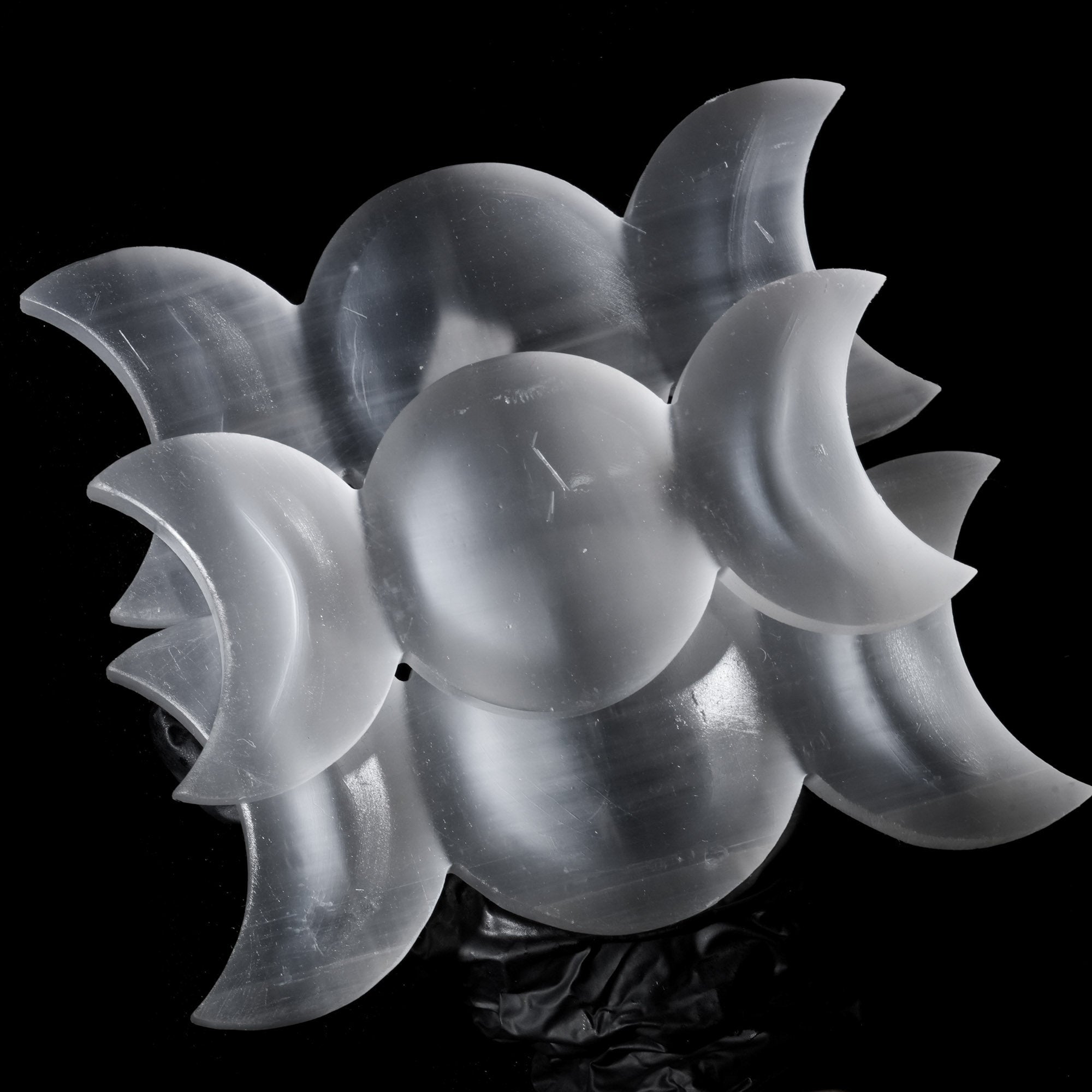 Selenite Triple Moon Charging Bowl - helmsman - crystal