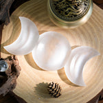 Selenite Triple Moon Charging Bowl - helmsman - crystal