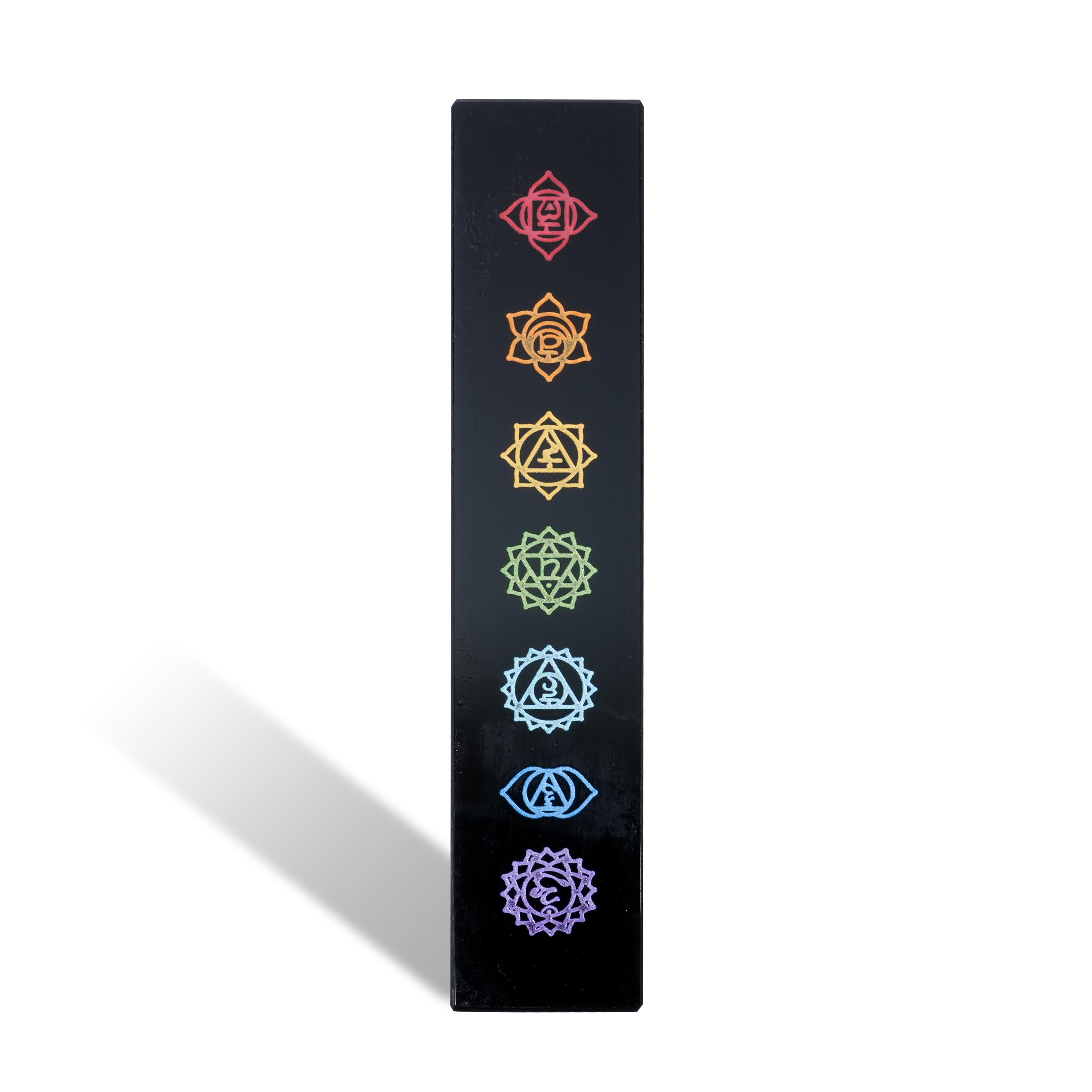 Seven Chakras Black Obsidian Wand - Helmsman Crystal - Healing Crystal