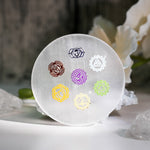 Seven Chakras Selenite Charging Plate - helmsman - crystal