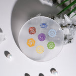 Seven Chakras Selenite Charging Plate - helmsman - crystal