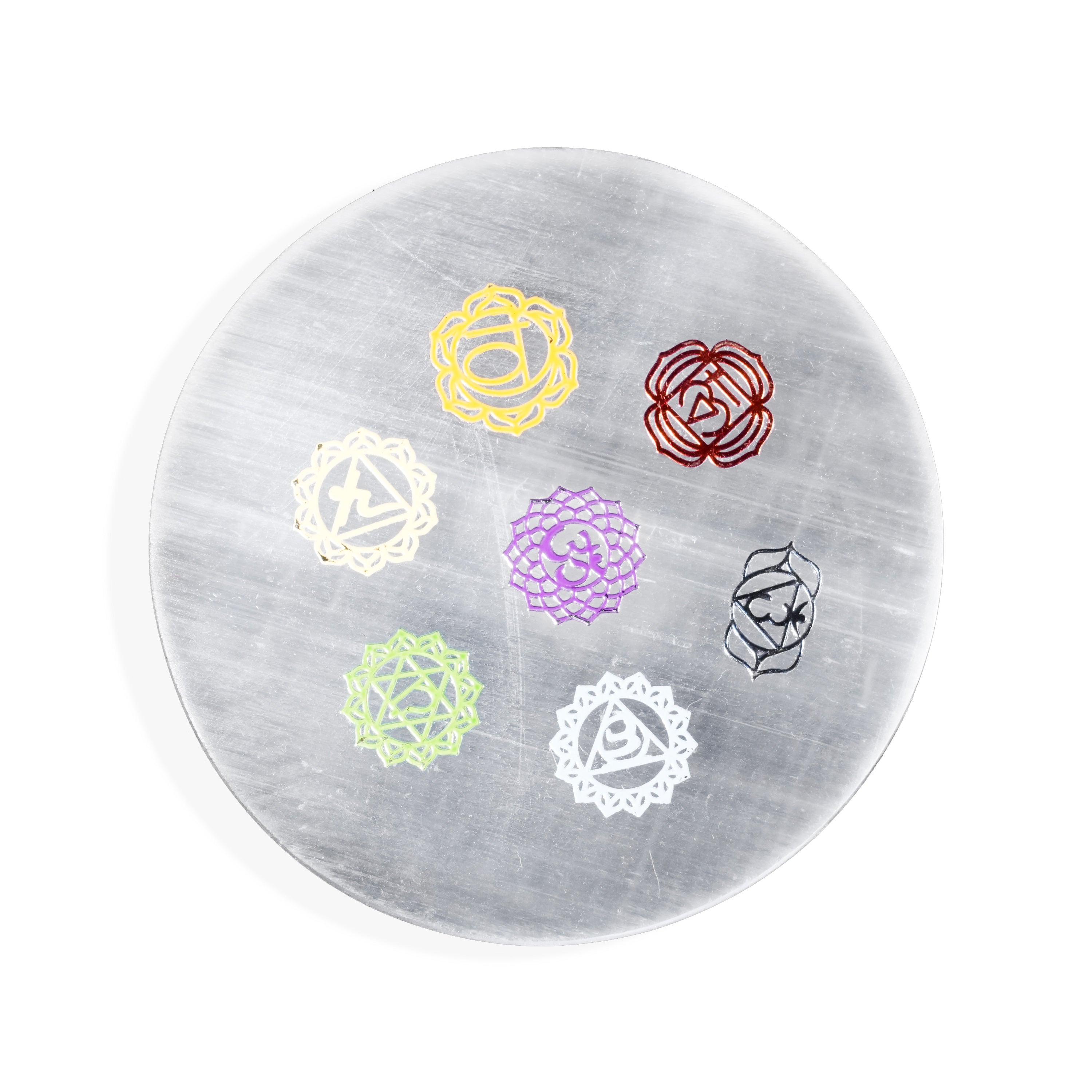 Seven Chakras Selenite Charging Plate - Helmsman Crystal - Healing Crystal