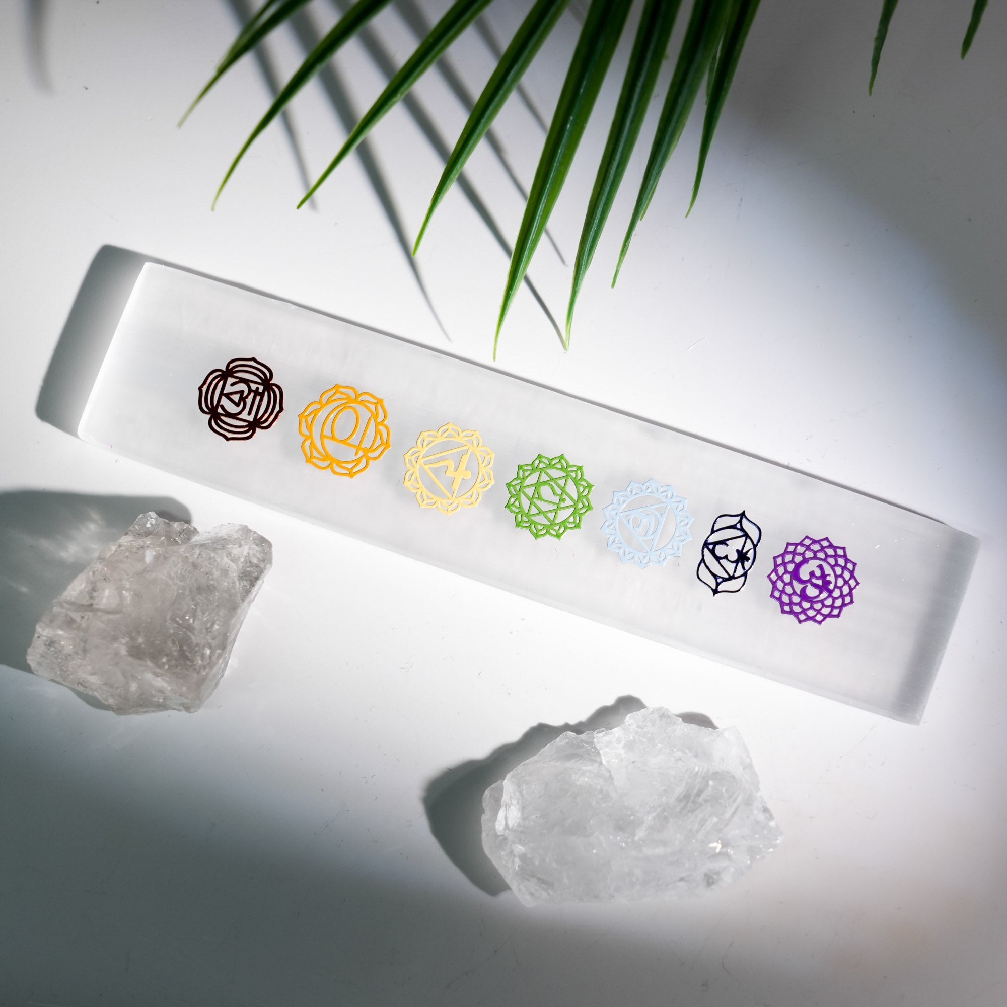 Seven Chakras Selenite Wand - helmsman - crystal