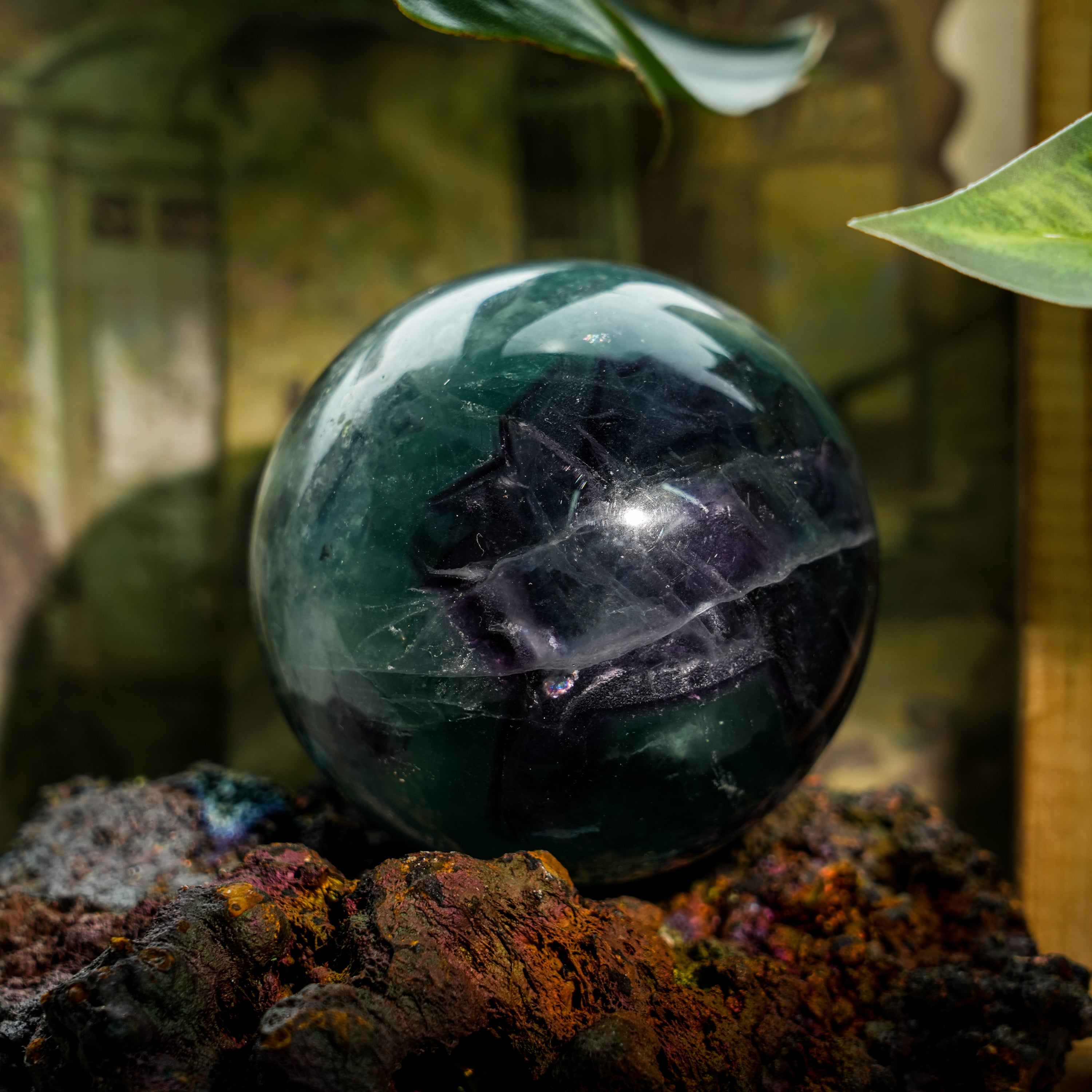 Snowflake Fluorite Sphere - Helmsman Crystal - Healing Crystal