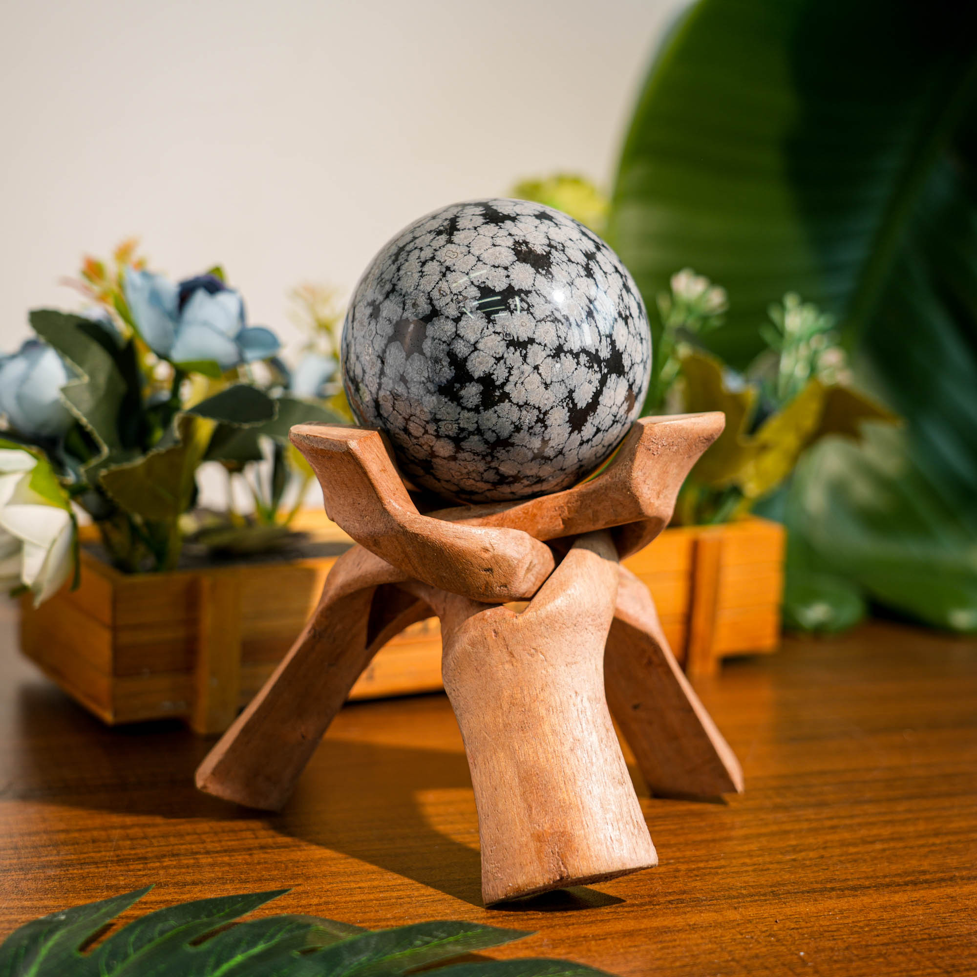 Snowflake Obsidian Sphere - helmsman - crystal