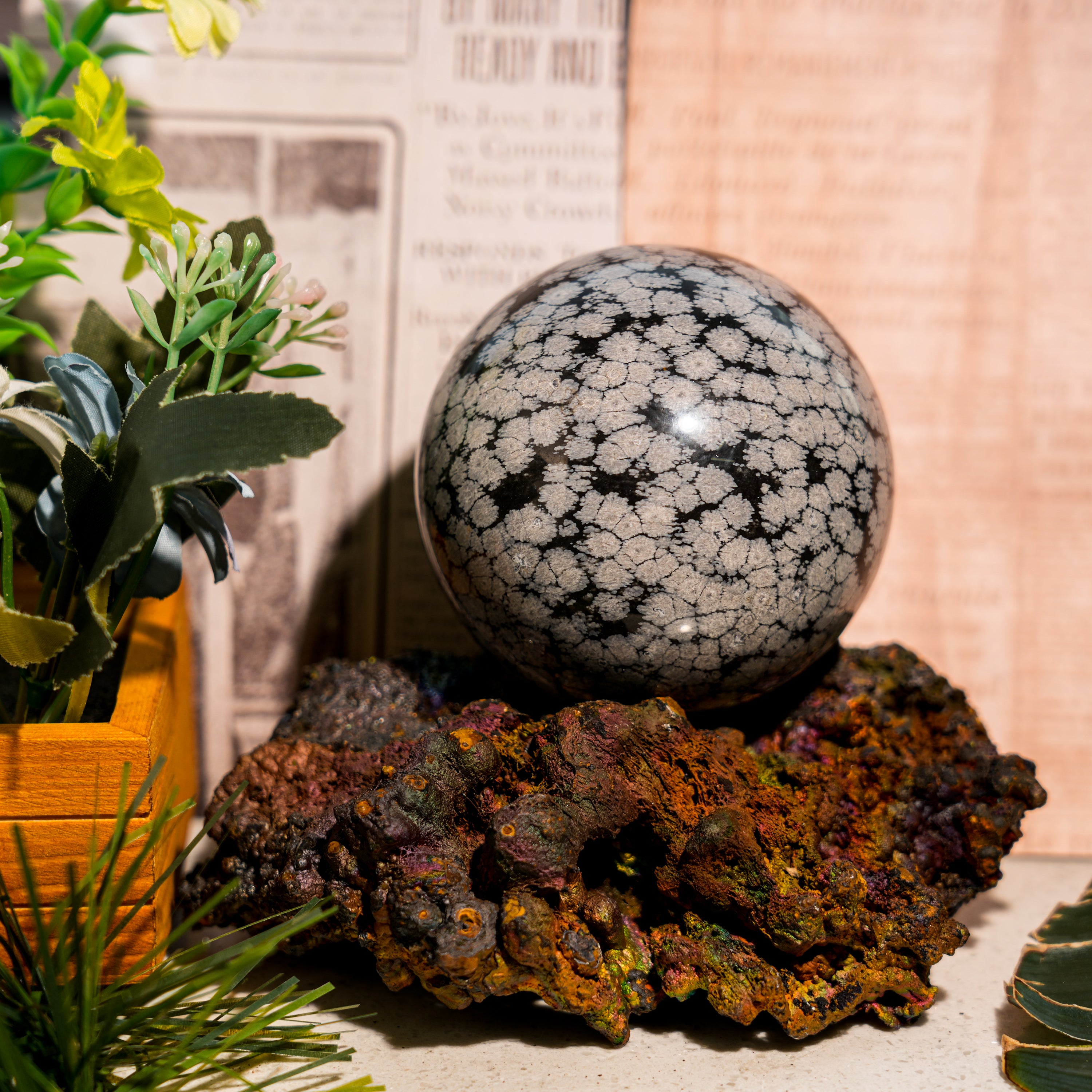Snowflake Obsidian Sphere-Helmsman Crystal