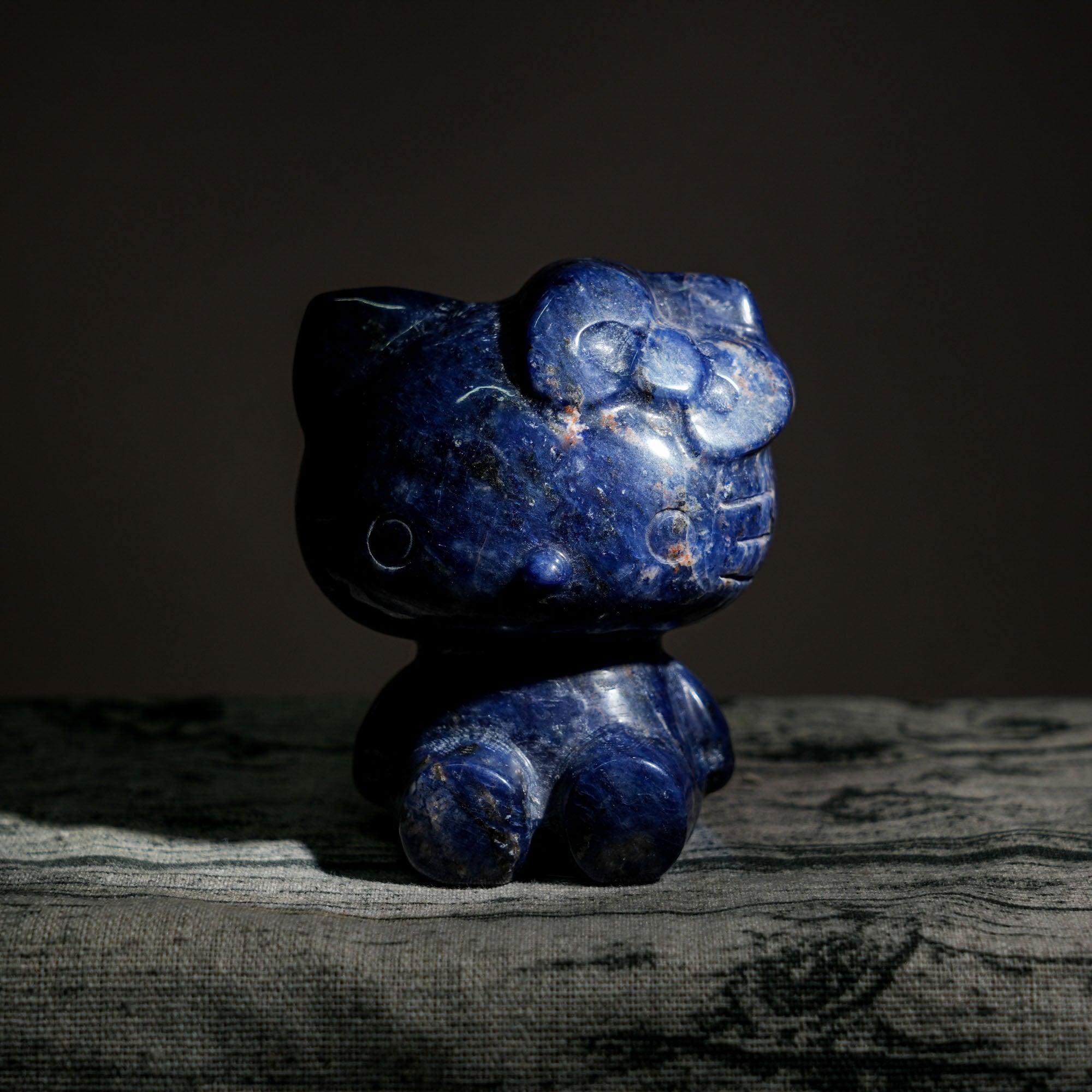 Sodalite Hello Kitty Carving - helmsman - crystal