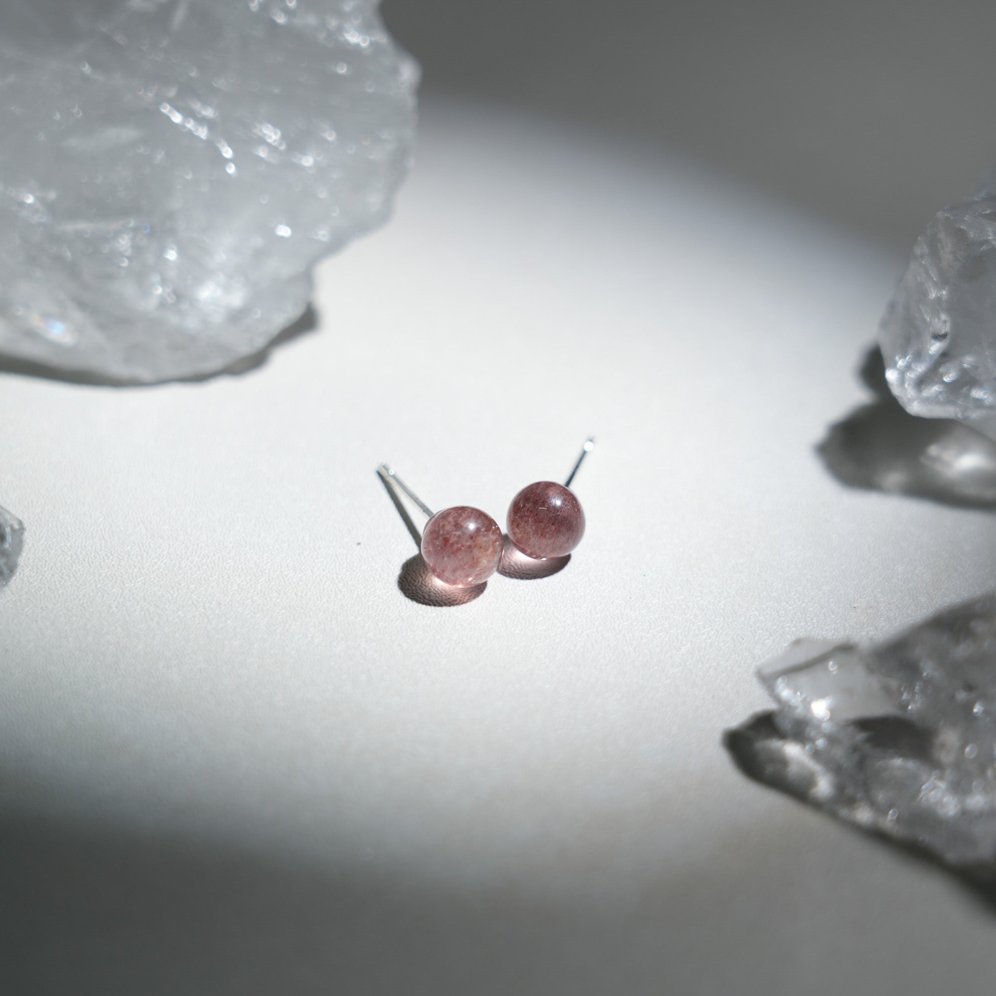 Strawberry Quartz Earrings - helmsman - crystal