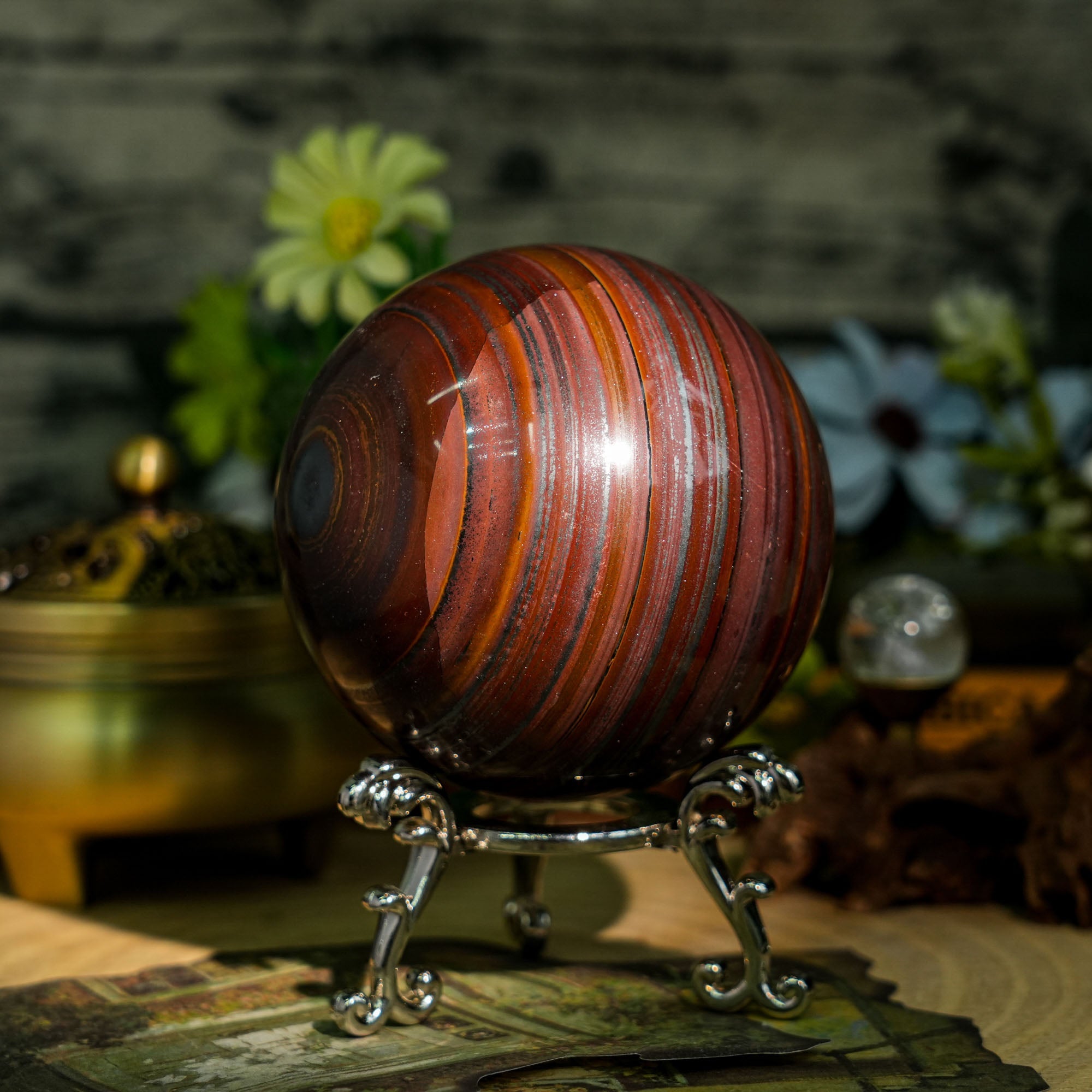 Tiger Iron Crystal Sphere - helmsman - crystal